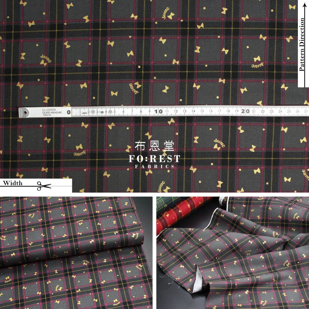 Cotton - Tartan Butterfly With Metallic Fabric Gray