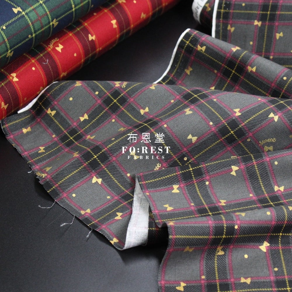 Cotton - Tartan Butterfly With Metallic Fabric Gray