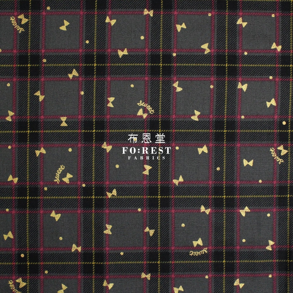 Cotton - Tartan Butterfly With Metallic Fabric Gray