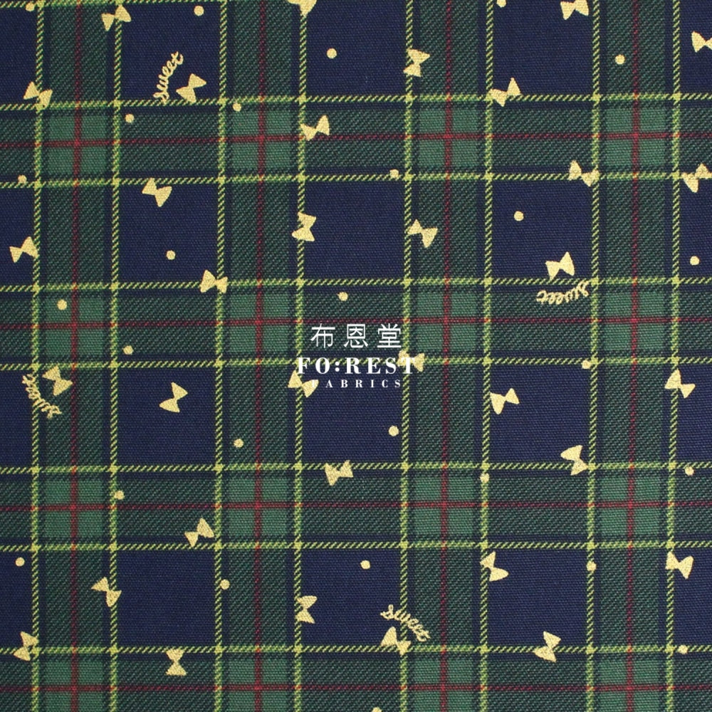 Cotton - Tartan Butterfly With Metallic Fabric Green