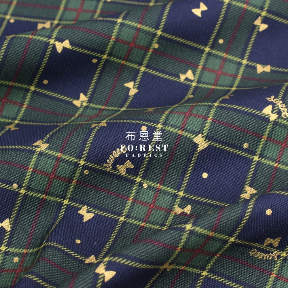 Cotton - Tartan Butterfly With Metallic Fabric Green