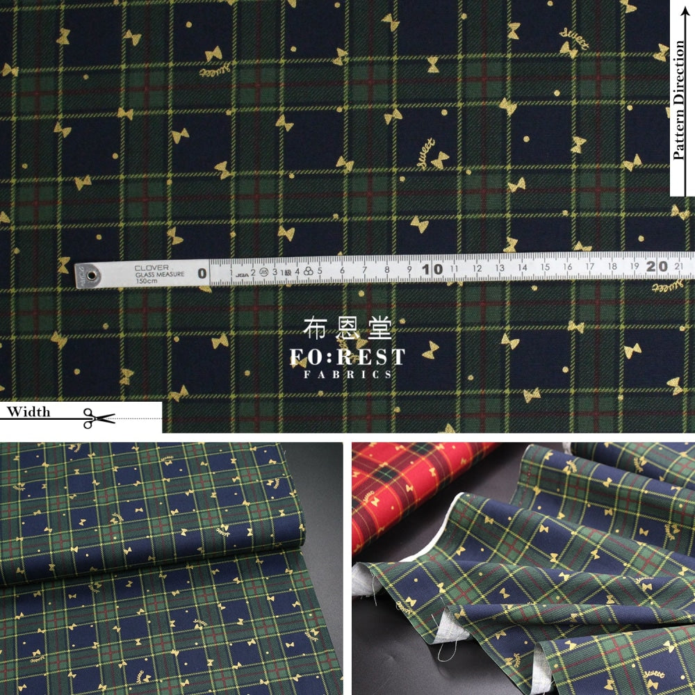 Cotton - Tartan Butterfly With Metallic Fabric Green