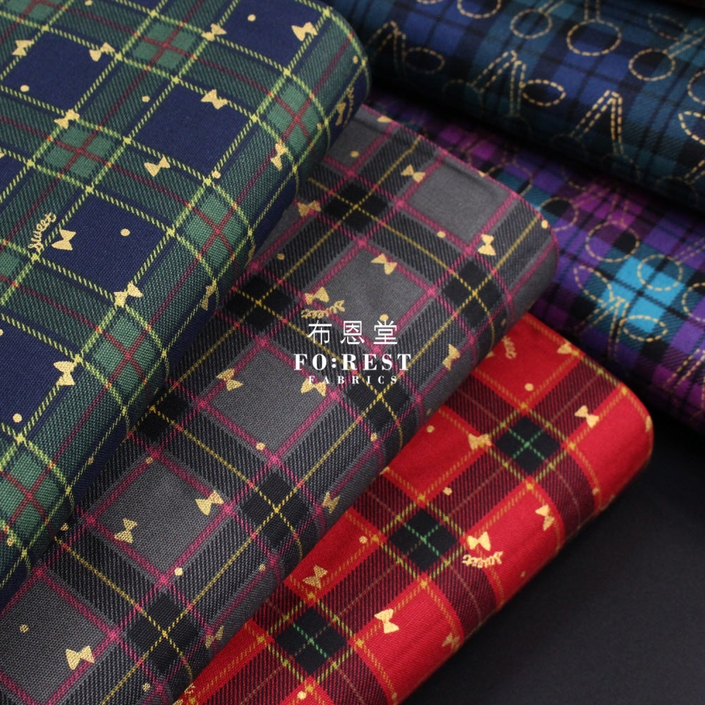 Cotton - Tartan Butterfly With Metallic Fabric Green