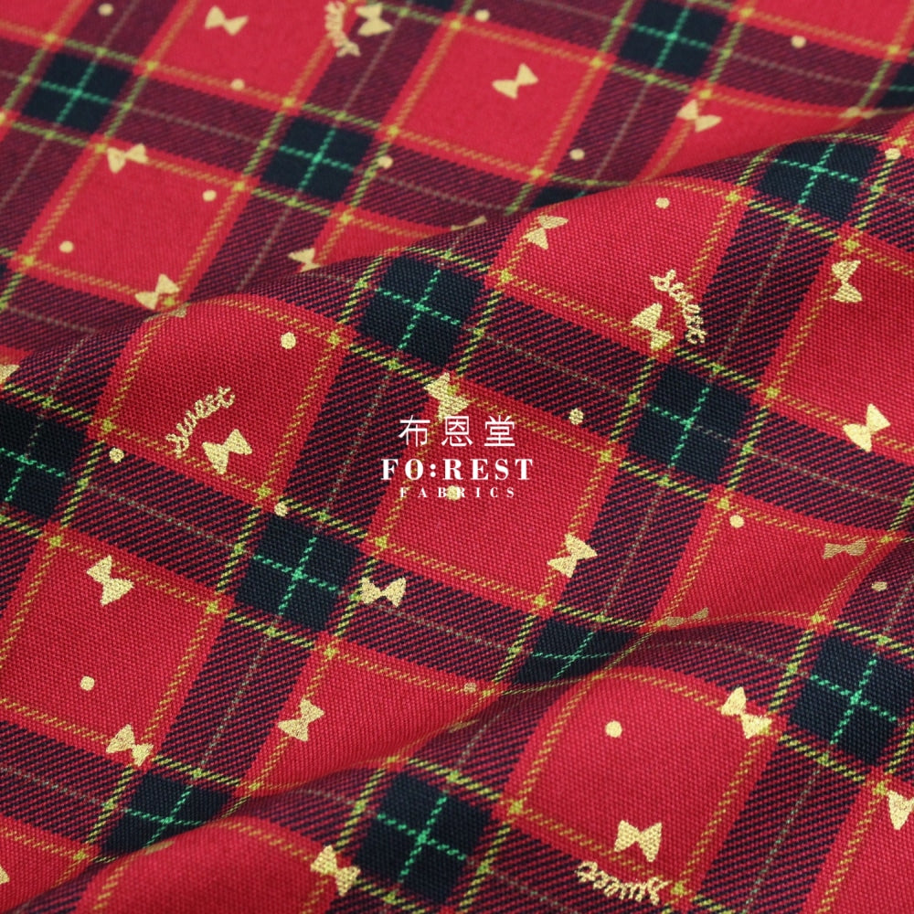 Cotton - Tartan Butterfly With Metallic Fabric Red