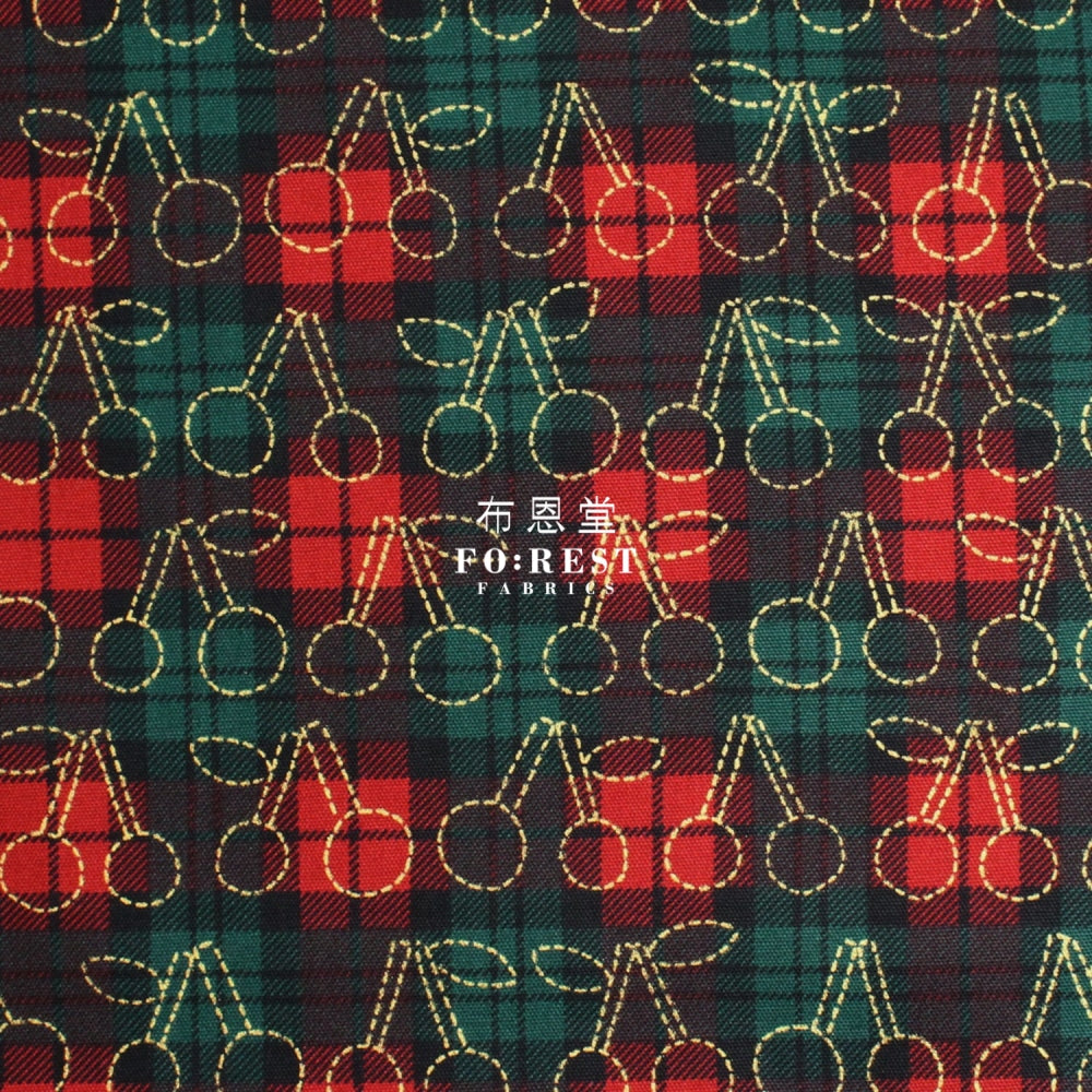 Cotton - Tartan Cherry With Metallic Fabric Red