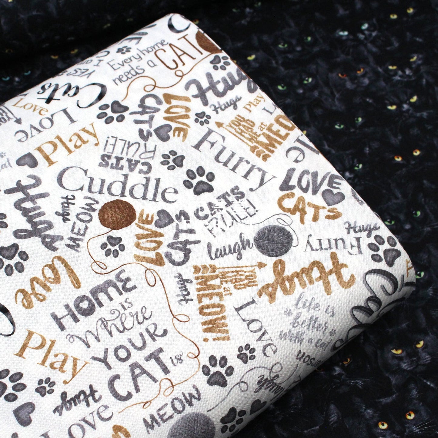 Cotton - Text Cats Fabric