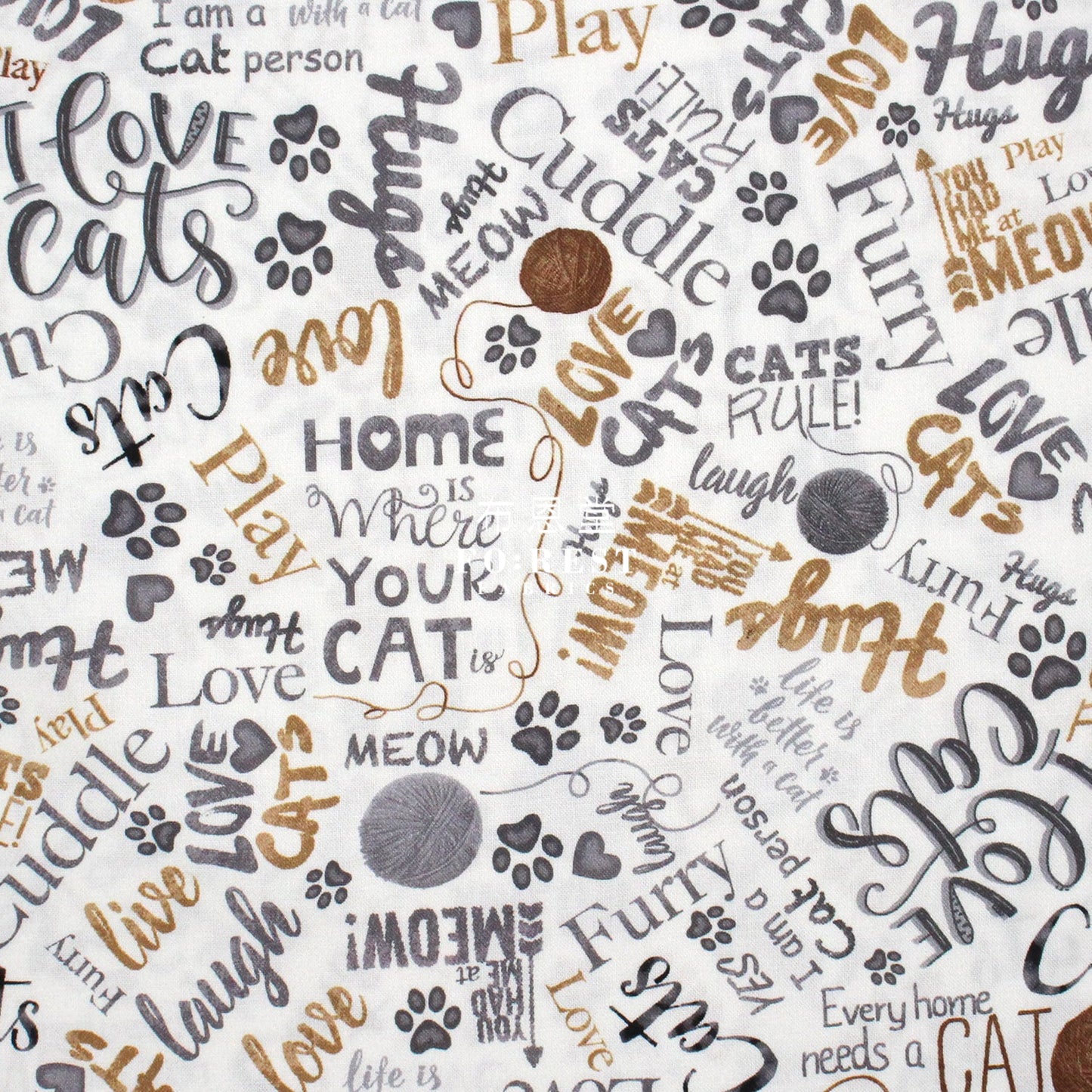 Cotton - Text Cats Fabric