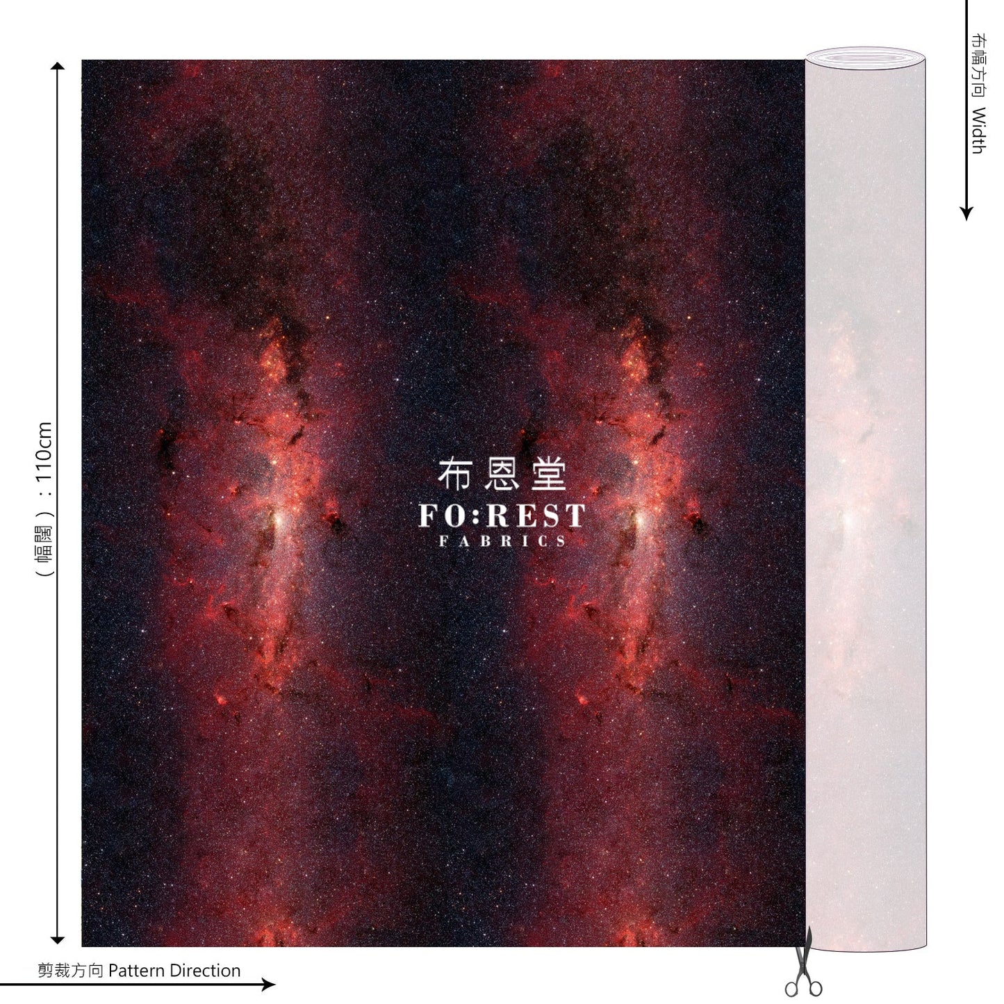 Cotton - The Hidden Universe Galactic Center Infrared Panel Fabric