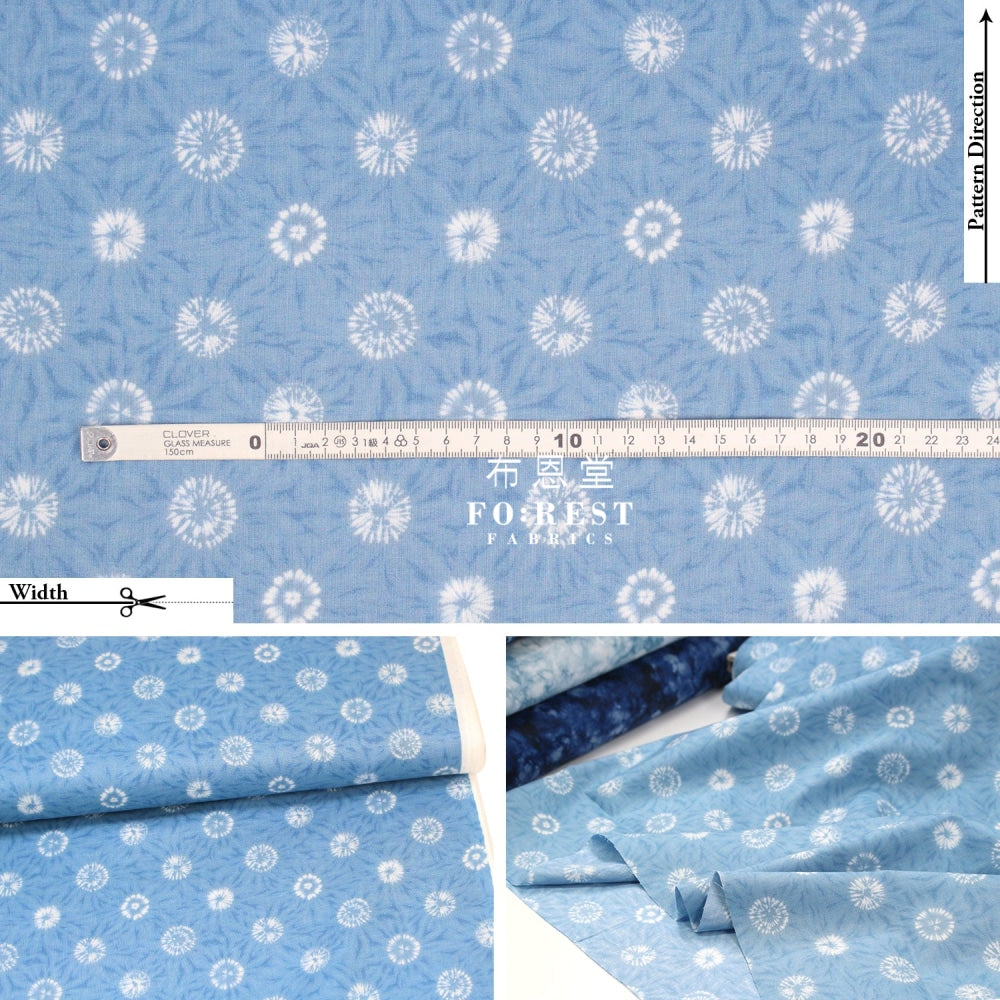 Cotton - Tie-Dye Style Snow Fabric Light