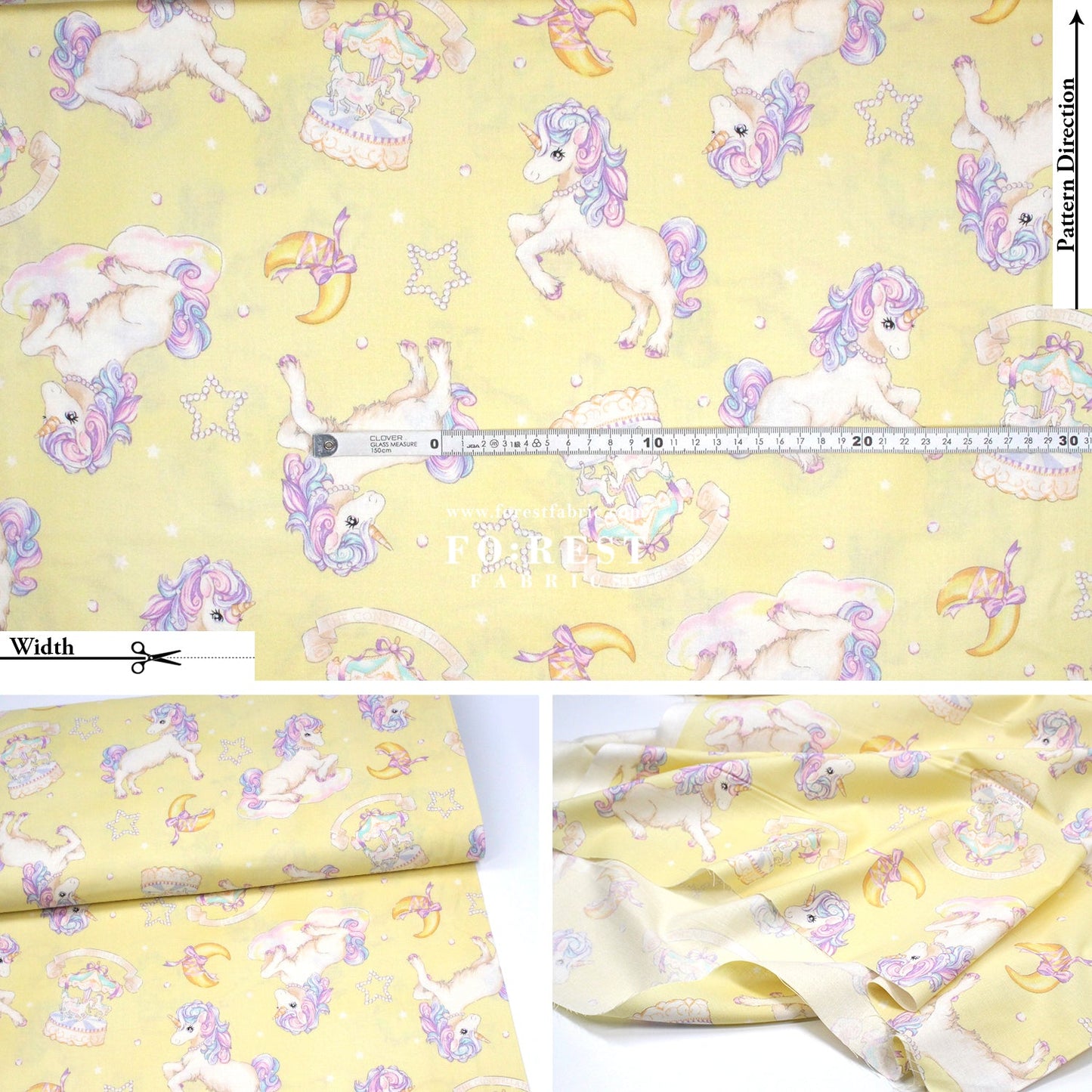 cotton - Unicorn fabric Yellow - FO:REST Fabric 布恩堂Liberty fabrictana lawnjapanese fabricykk zipper