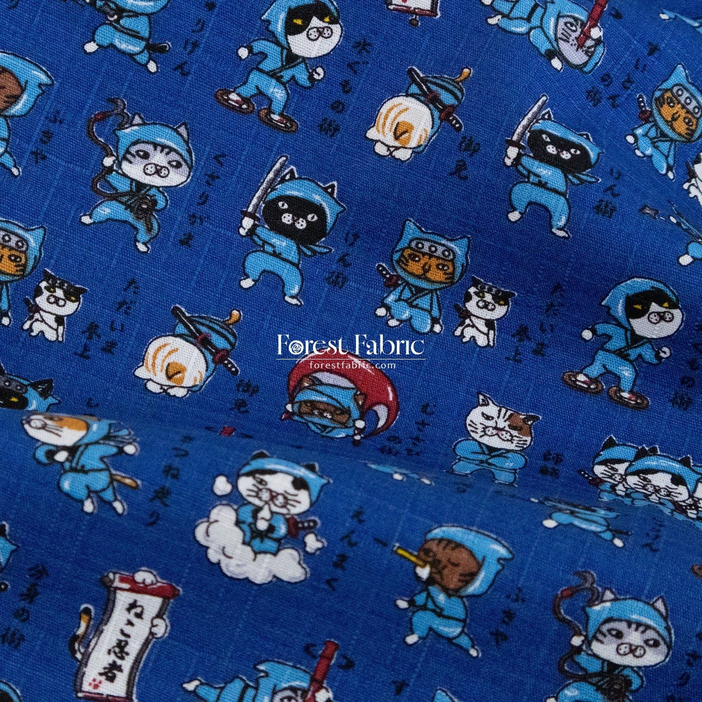 dobby - The Secret Ninja Cats fabric - FO:REST Fabric 布恩堂Liberty fabrictana lawnjapanese fabricykk zipper