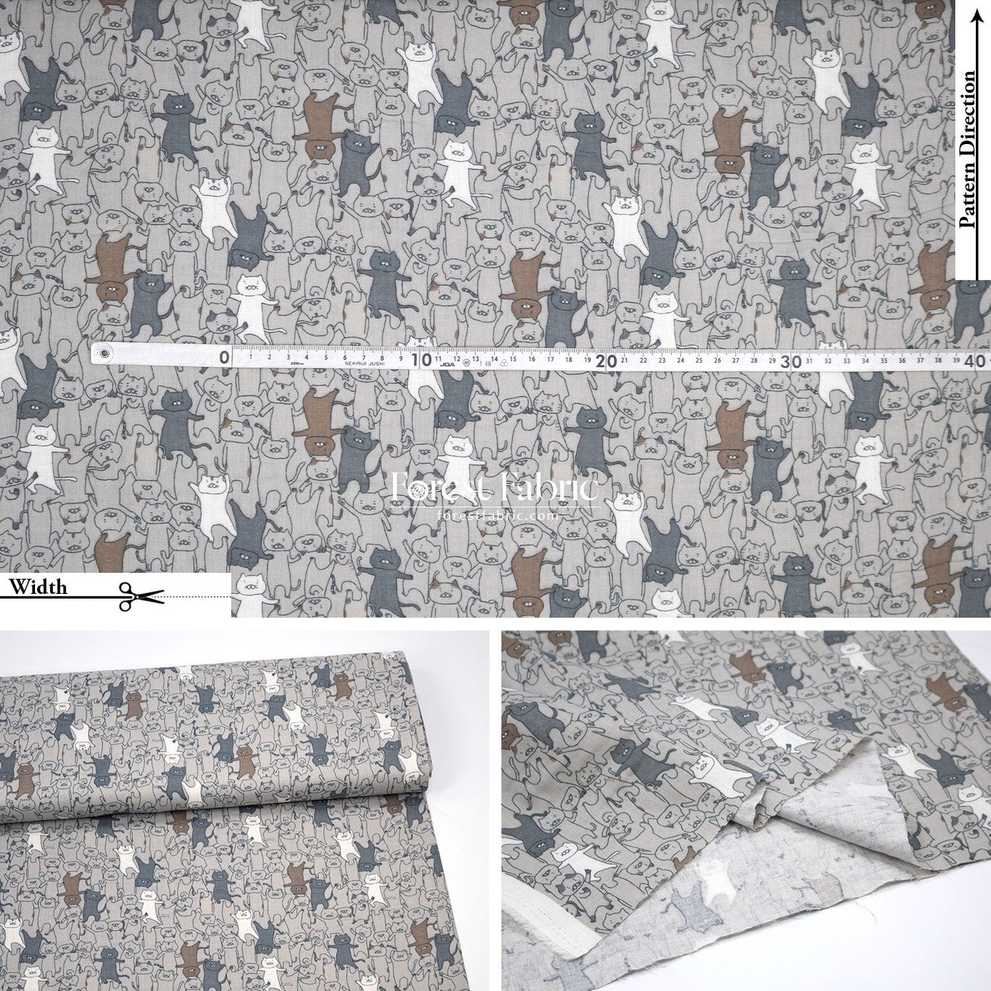 Double Gauze - Dancing cats fabric - FO:REST Fabric 布恩堂Liberty fabrictana lawnjapanese fabricykk zipper