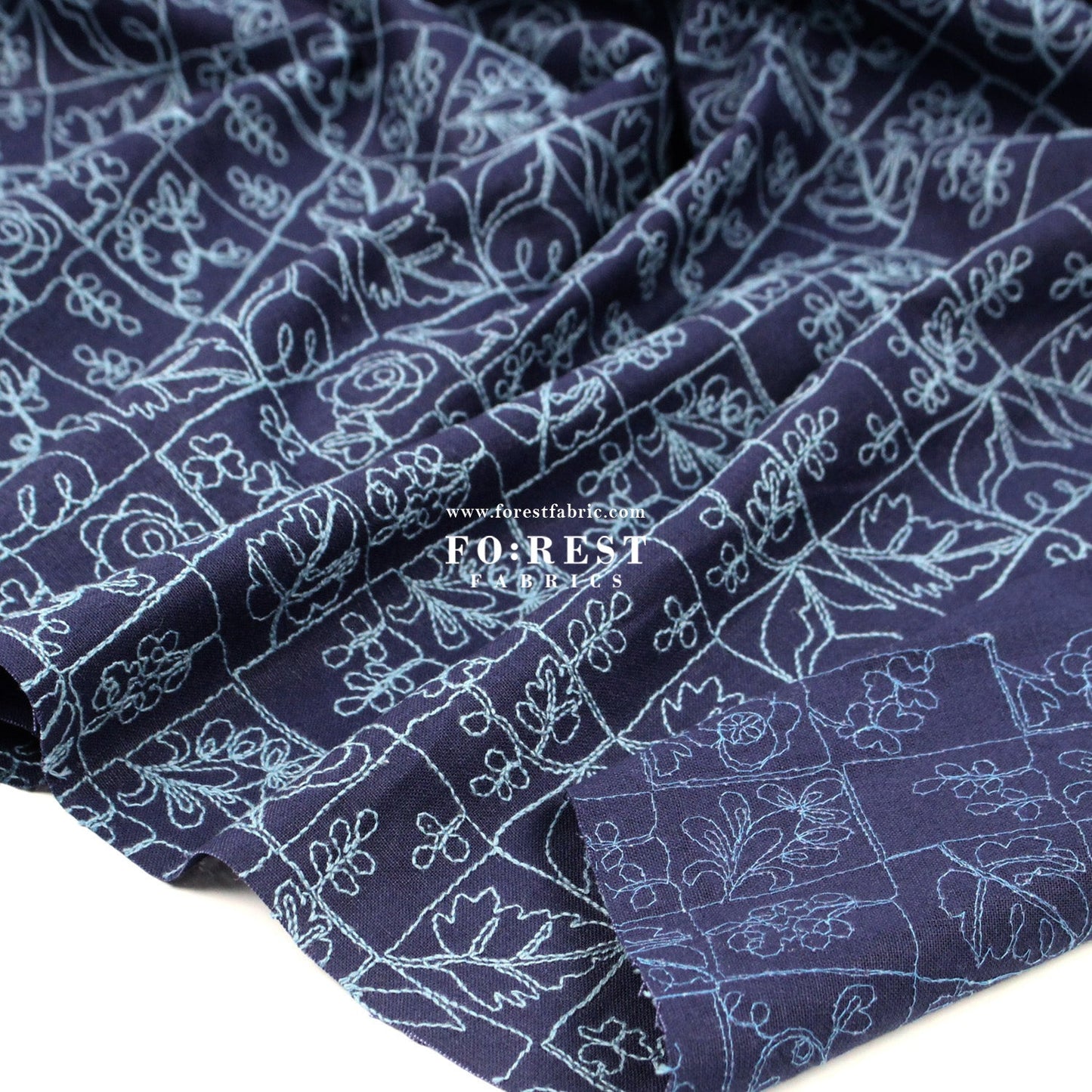 embroidery cotton Linen - Flower Puzzle Fabric - FO:REST Fabric 布恩堂Liberty fabrictana lawnjapanese fabricykk zipper