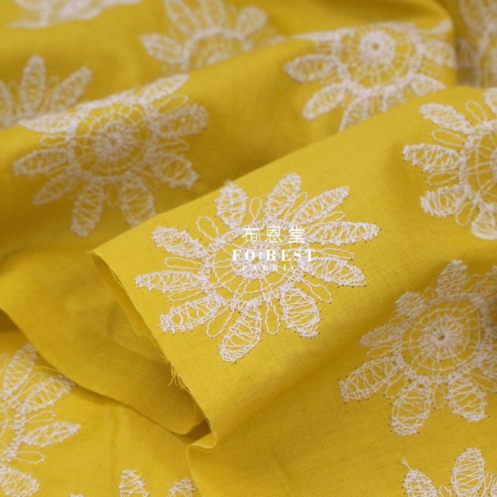 embroidery cotton - SunFlower Mustard - FO:REST Fabric 布恩堂Liberty fabrictana lawnjapanese fabricykk zipper