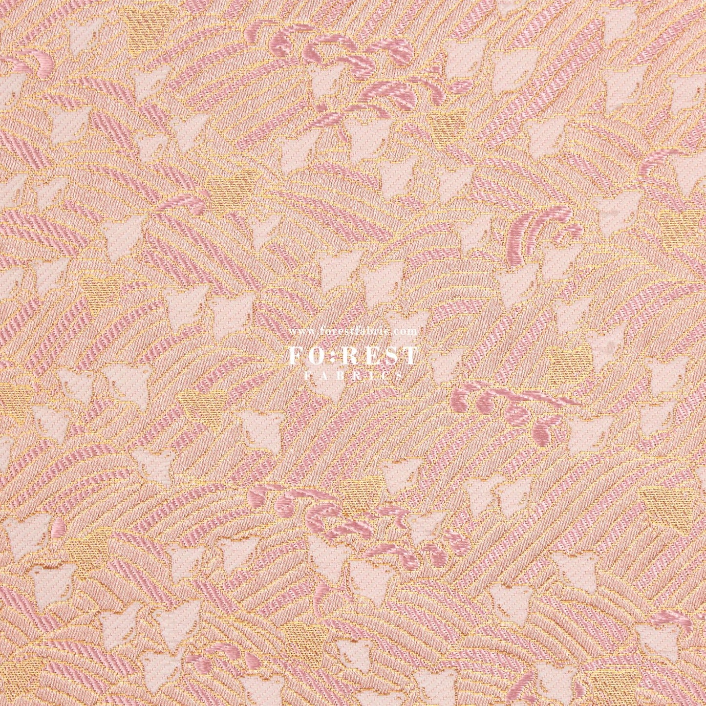 Gold Brocade - Birds River KINRAN fabric Pink - FO:REST Fabric 布恩堂Liberty fabrictana lawnjapanese fabricykk zipper