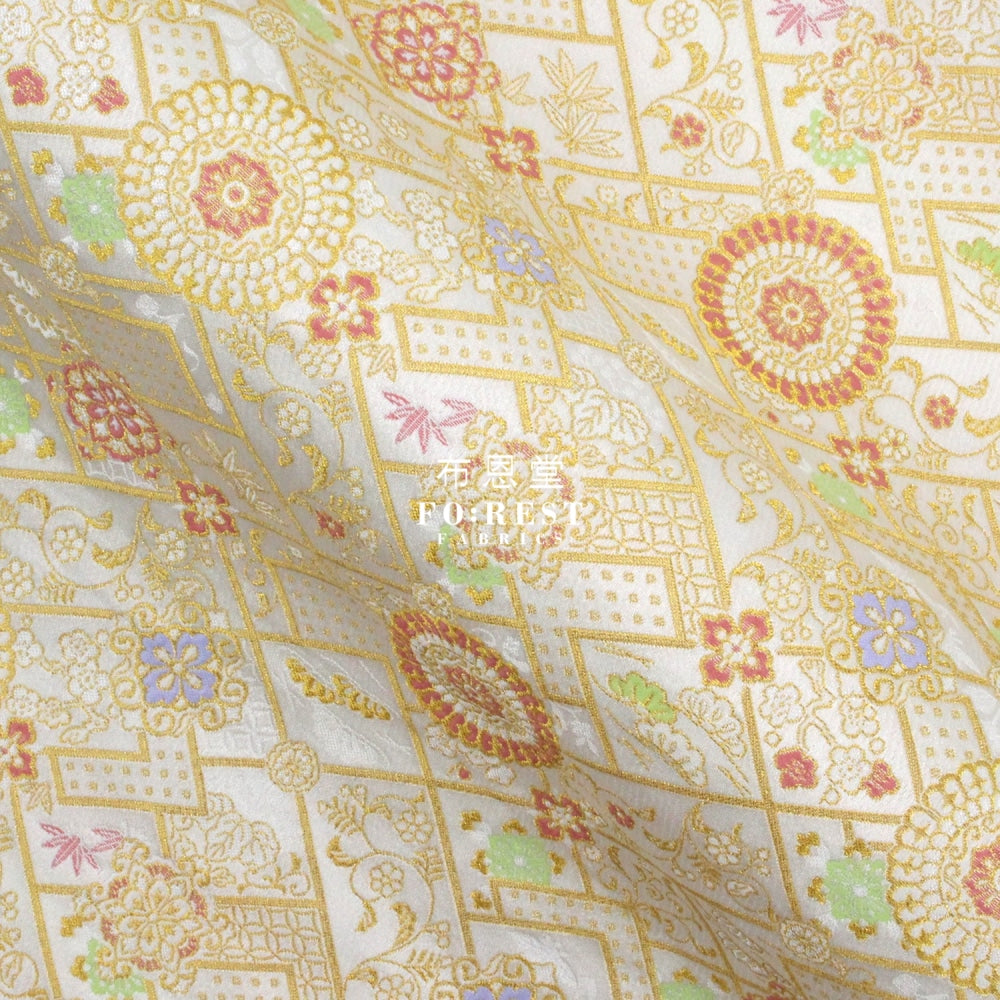 Gold Brocade - Flower Fabric Polyester