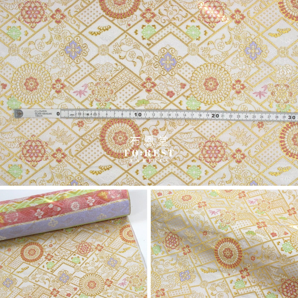 Gold Brocade - Flower Fabric Polyester