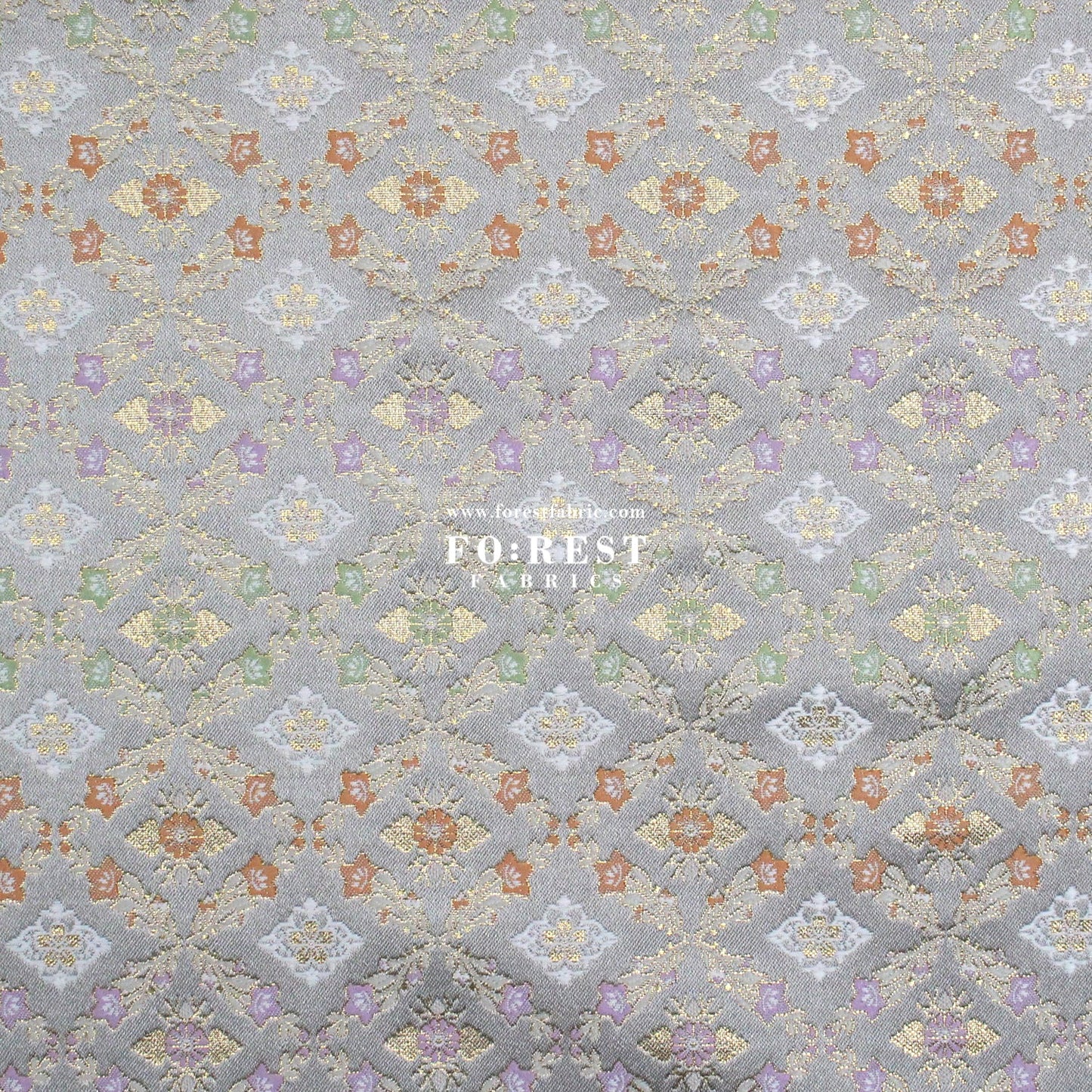 Gold Brocade - Flower fabric SilverGray - FO:REST Fabric 布恩堂Liberty fabrictana lawnjapanese fabricykk zipper