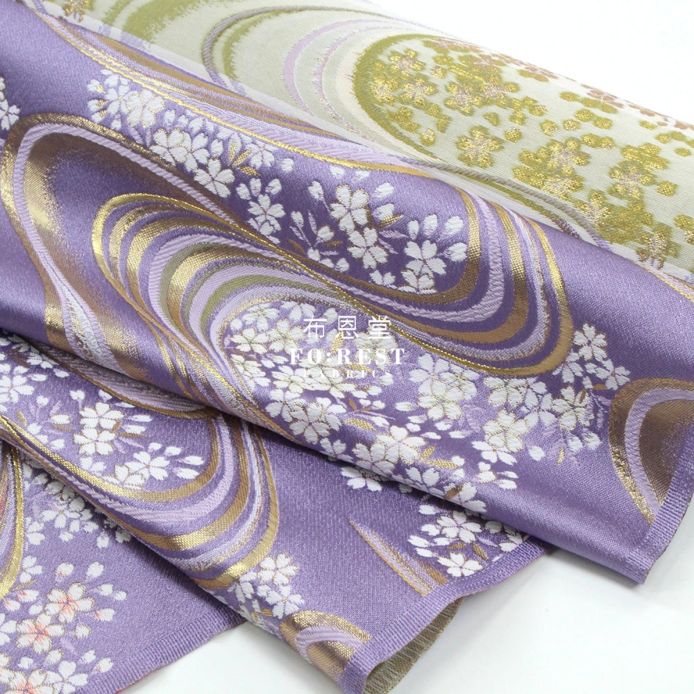 Gold Brocade - Flower River Purple Fabric Polyester