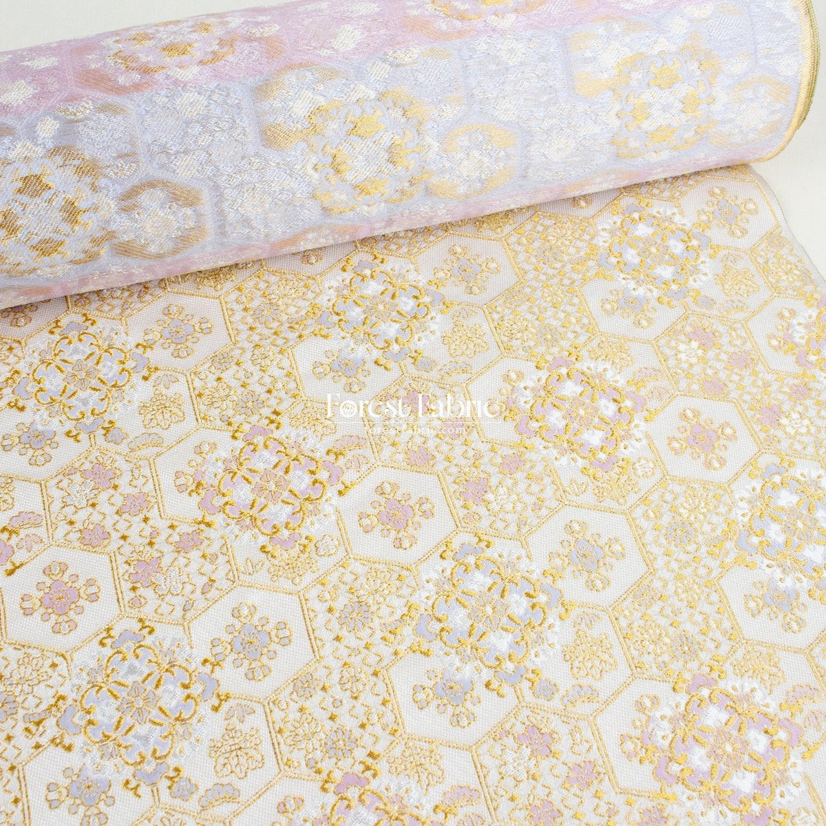 Gold Brocade - Geometric tortoise shell KINRAN fabric - FO:REST Fabric 布恩堂Liberty fabrictana lawnjapanese fabricykk zipper