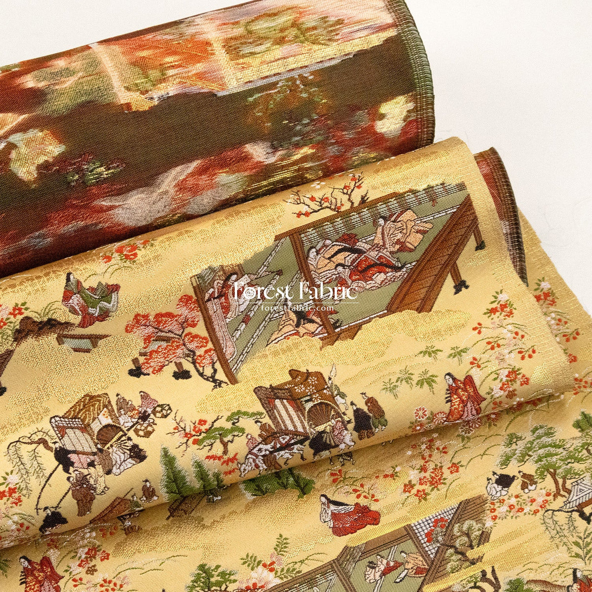 Gold Brocade - Heian Court Life & Tale of Genji fabric - FO:REST Fabric 布恩堂Liberty fabrictana lawnjapanese fabricykk zipper