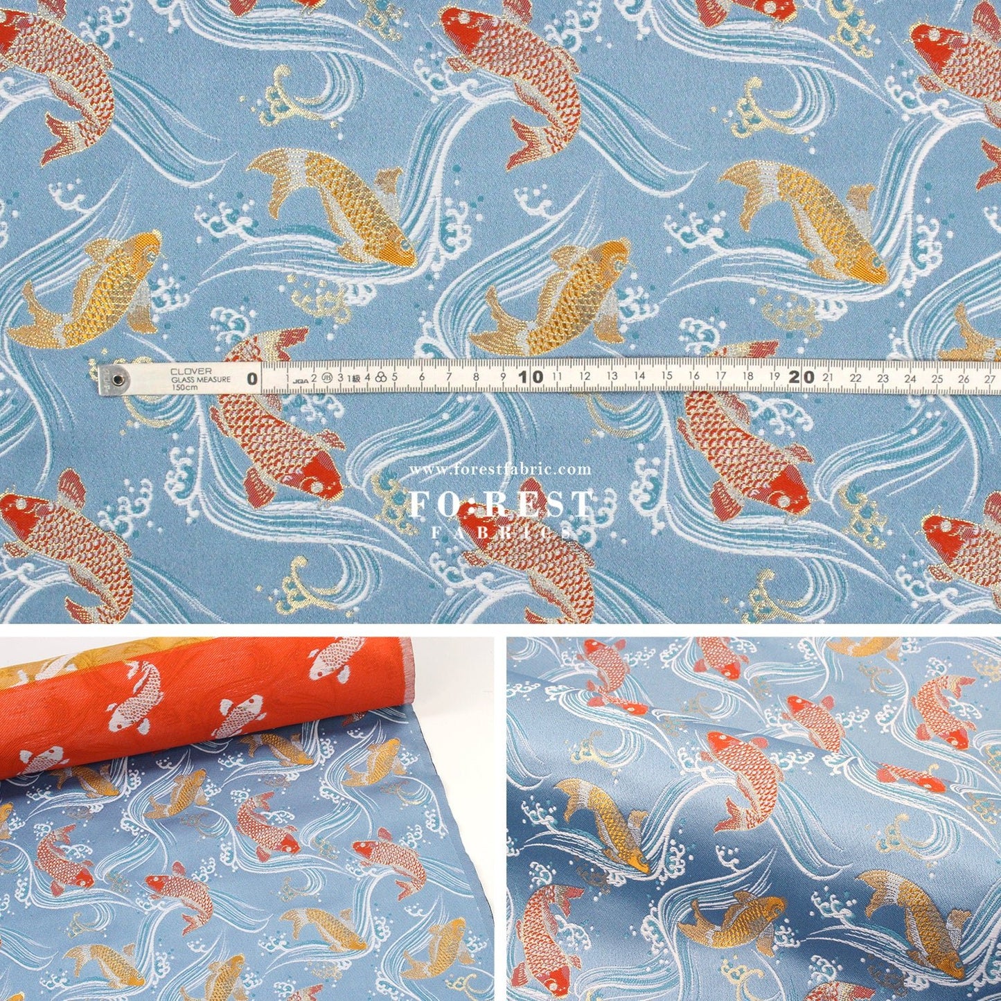Gold Brocade - Koi fabric - FO:REST Fabric 布恩堂Liberty fabrictana lawnjapanese fabricykk zipper