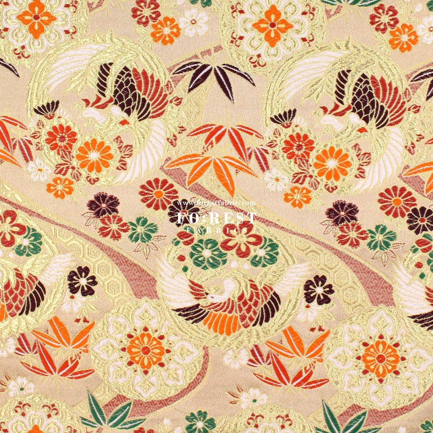 Gold Brocade - Phoenix fabric Gold - FO:REST Fabric 布恩堂Liberty fabrictana lawnjapanese fabricykk zipper