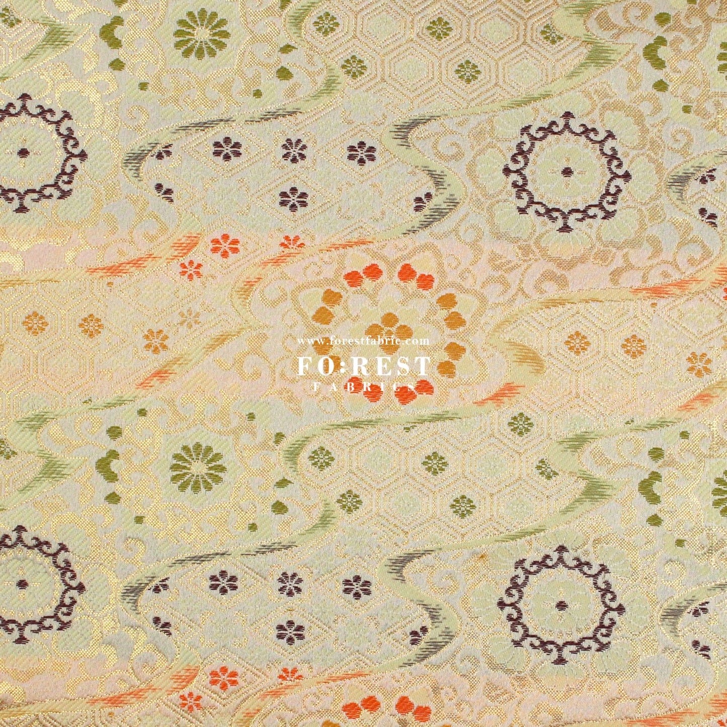 Gold Brocade - River fabric LT.Gold - FO:REST Fabric 布恩堂Liberty fabrictana lawnjapanese fabricykk zipper