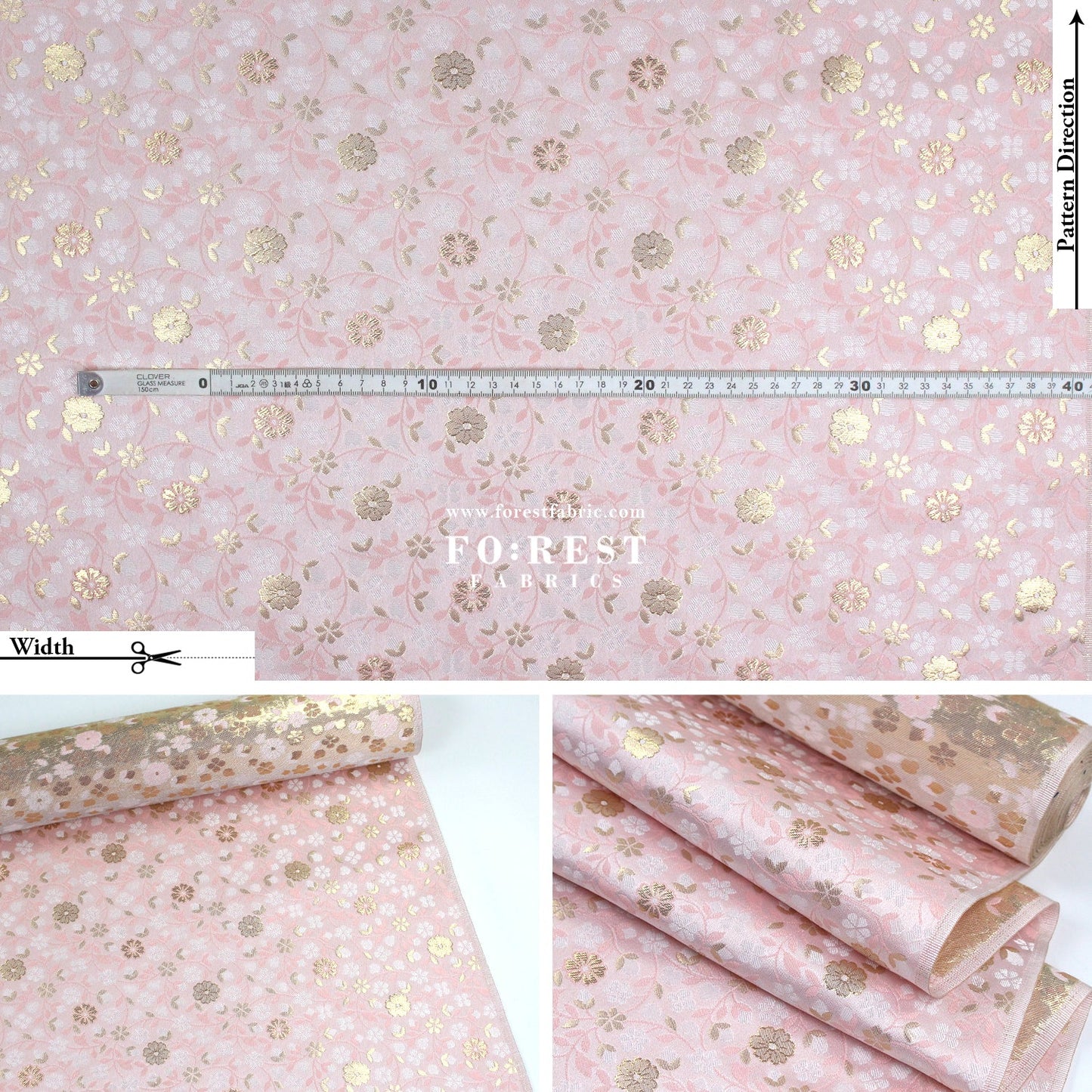 Gold Brocade - sakura blooms fabric - FO:REST Fabric 布恩堂Liberty fabrictana lawnjapanese fabricykk zipper