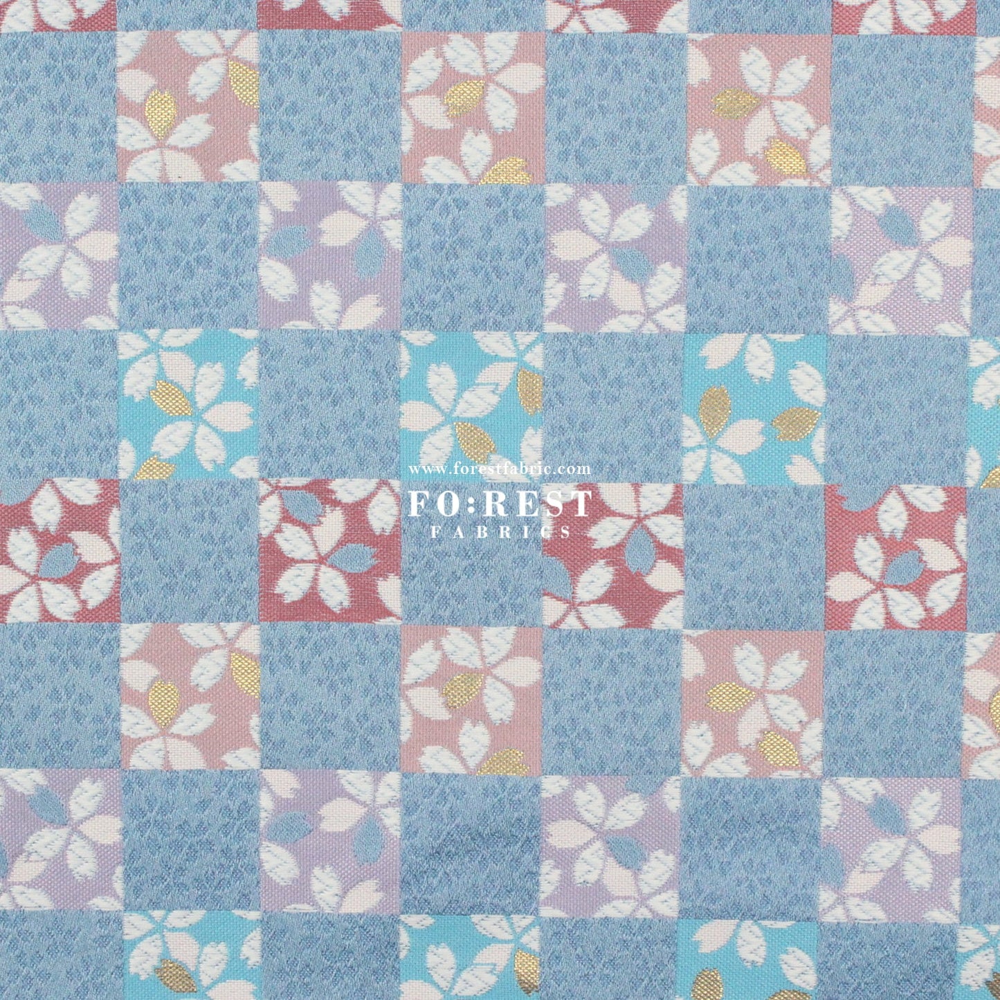 Gold Brocade - sakura checkerboard fabric - FO:REST Fabric 布恩堂Liberty fabrictana lawnjapanese fabricykk zipper