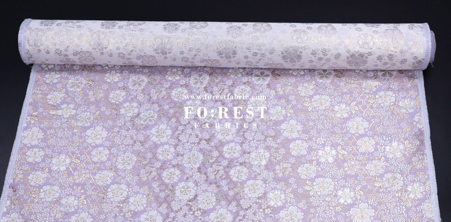 Gold Brocade - Sakura fabric Light purple - FO:REST Fabric 布恩堂Liberty fabrictana lawnjapanese fabricykk zipper