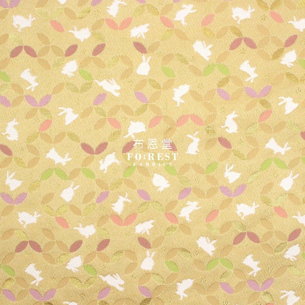 Gold Brocade - Shippo rabbit Flower fabric Gold - FO:REST Fabric 布恩堂Liberty fabrictana lawnjapanese fabricykk zipper