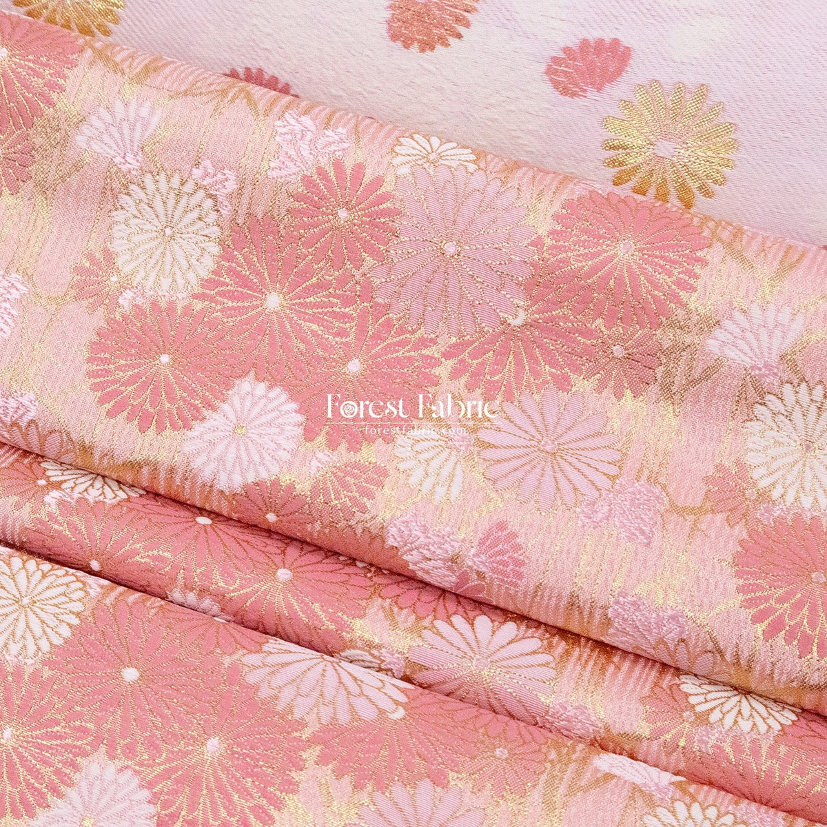 Gold Brocade - Spring Serenade KINRAN fabric Pink - FO:REST Fabric 布恩堂Liberty fabrictana lawnjapanese fabricykk zipper