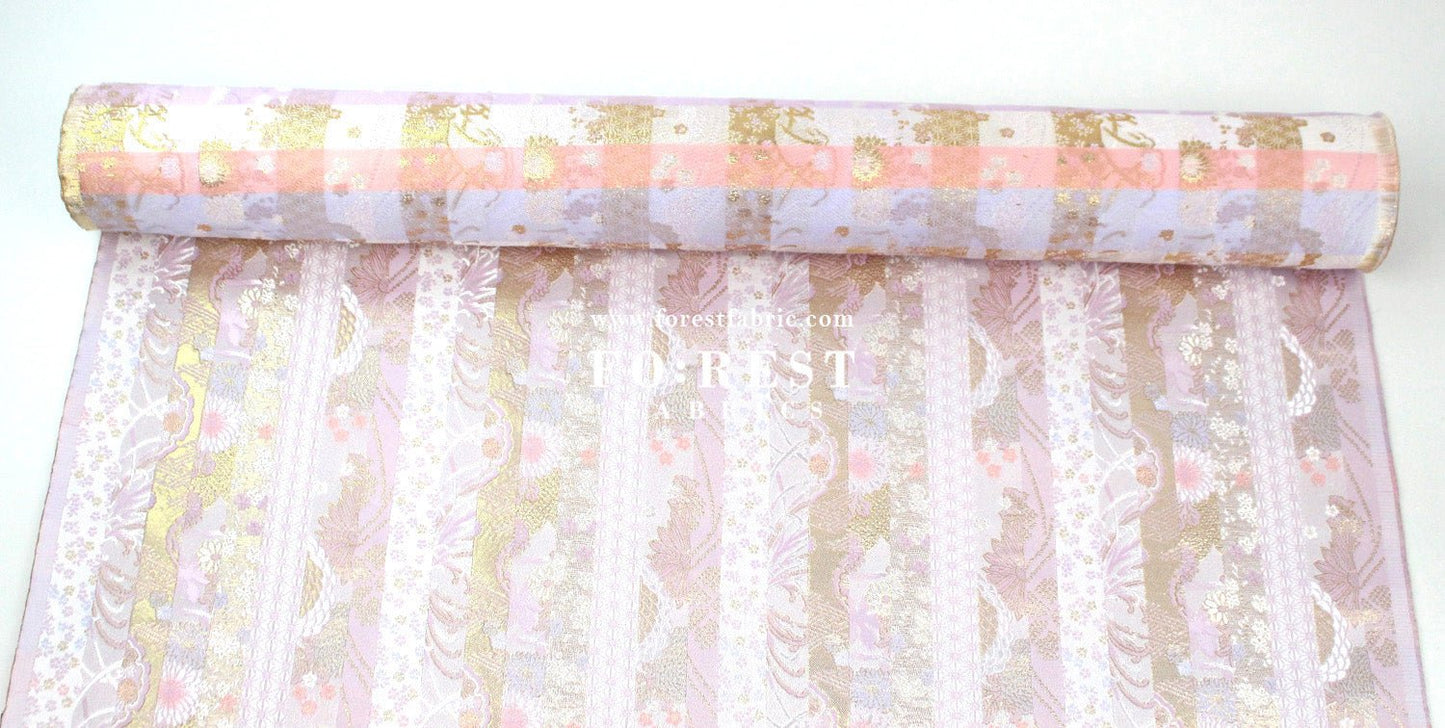 Gold Brocade - Sweet chrysanthemum flower fabric ICEPINK - FO:REST Fabric 布恩堂Liberty fabrictana lawnjapanese fabricykk zipper