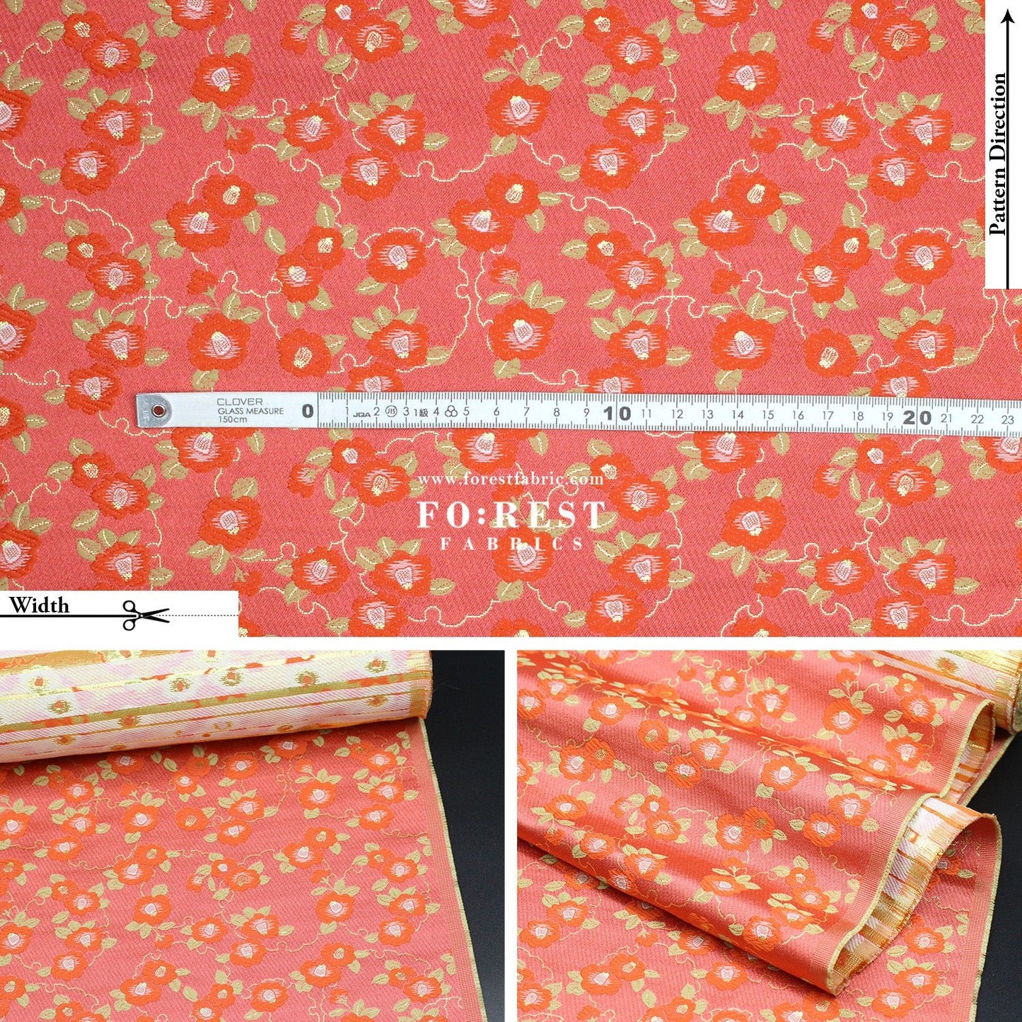 Gold Brocade - Tsubaki Flower fabric - FO:REST Fabric 布恩堂Liberty fabrictana lawnjapanese fabricykk zipper