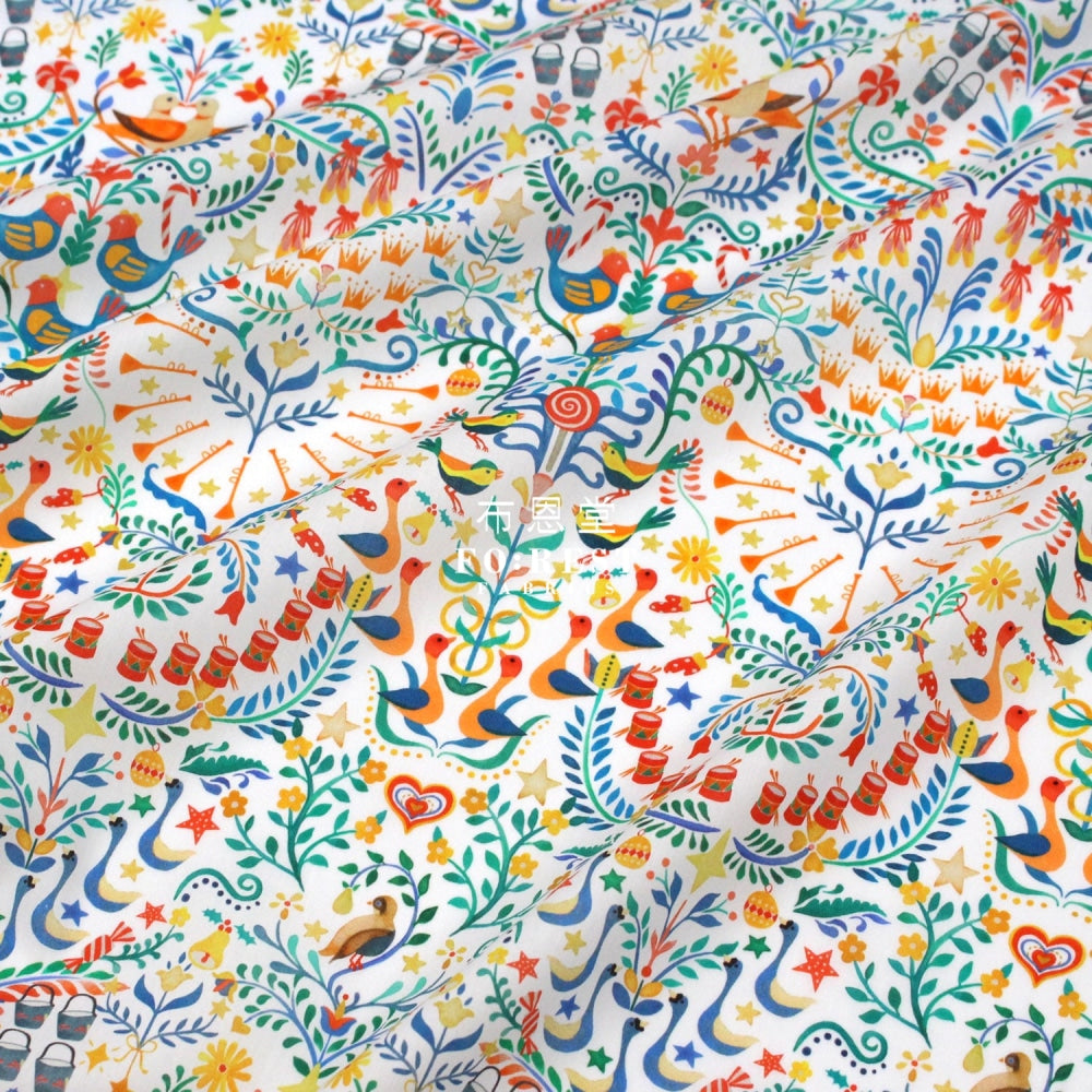 Liberty Of London (Cotton Tana Lawn Fabric) - 12 Days Christmas Milky Cotton