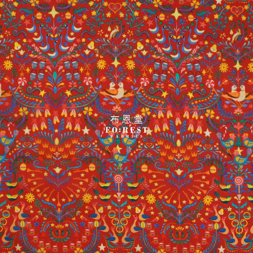 Liberty of London (Cotton Tana Lawn Fabric) - 12 Days of Christmas RED - FO:REST Fabric 布恩堂Liberty fabrictana lawnjapanese fabricykk zipper