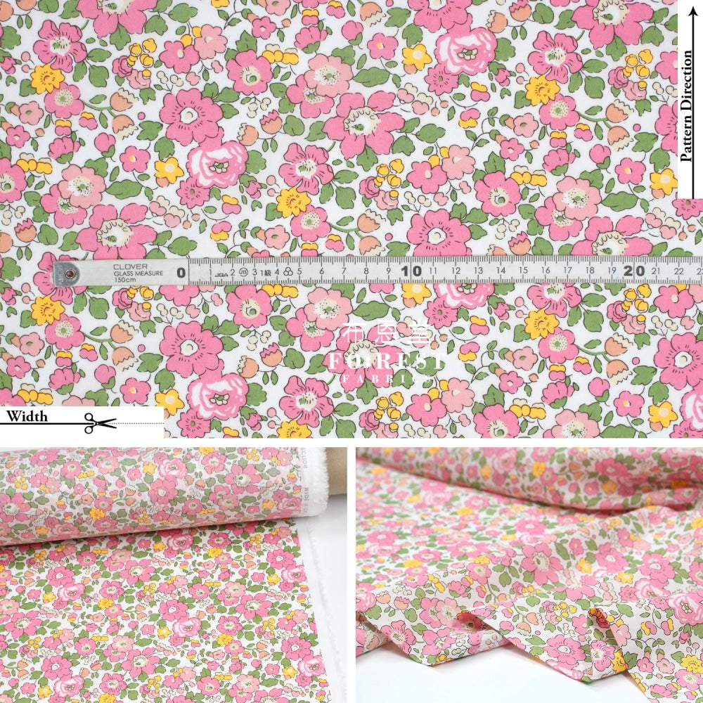 Liberty Of London (Cotton Tana Lawn Fabric) - Betsy Meadow Pink Cotton