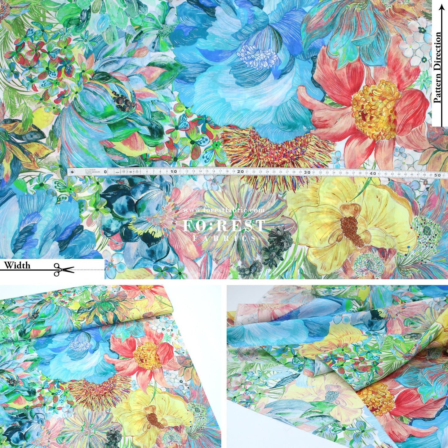 Liberty of London (Cotton Tana Lawn Fabric) - Marina Seaflower B - FO:REST Fabric 布恩堂Liberty fabrictana lawnjapanese fabricykk zipper