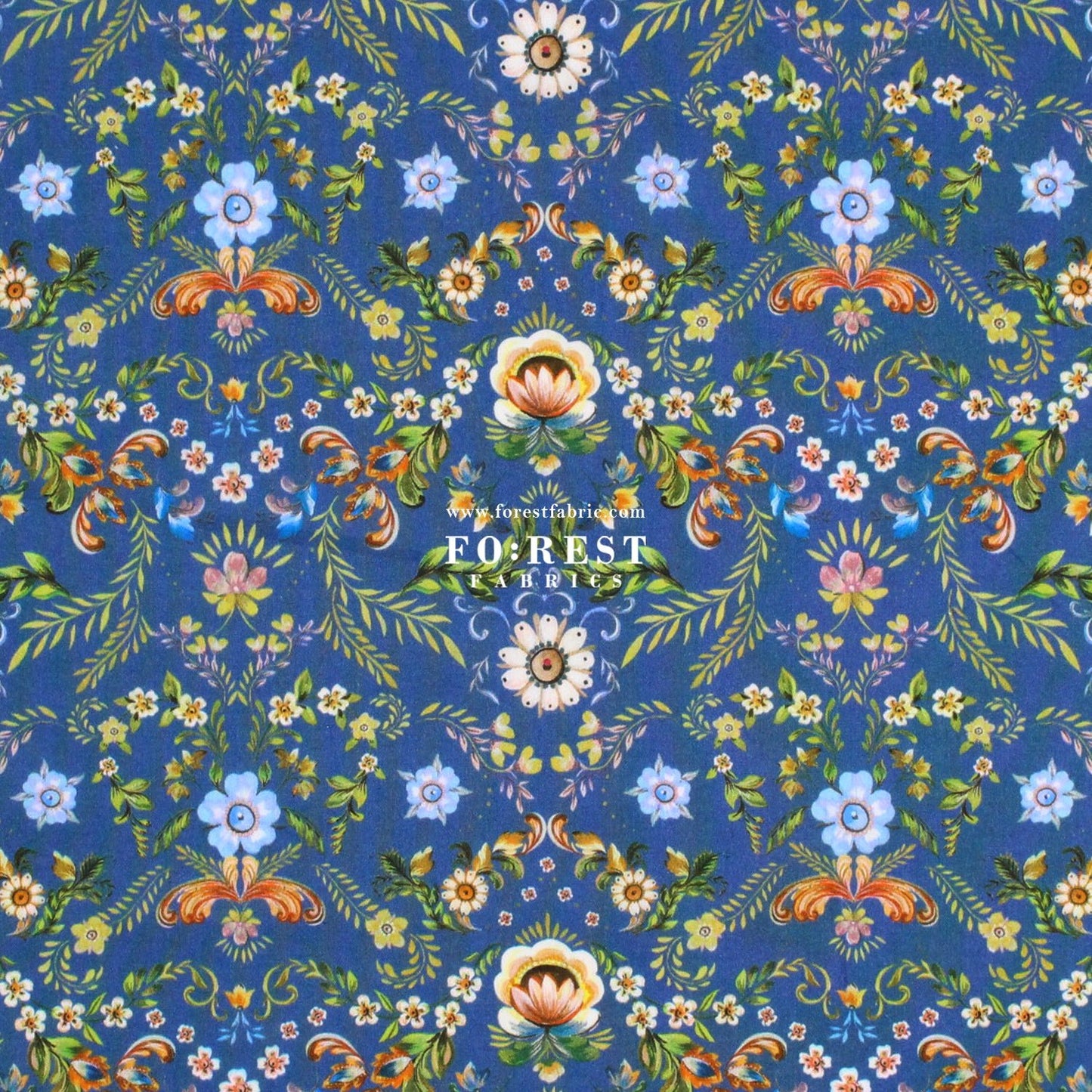 Liberty of London (Cotton Tana Lawn Fabric) - Rosemaling BLUE - FO:REST Fabric 布恩堂Liberty fabrictana lawnjapanese fabricykk zipper