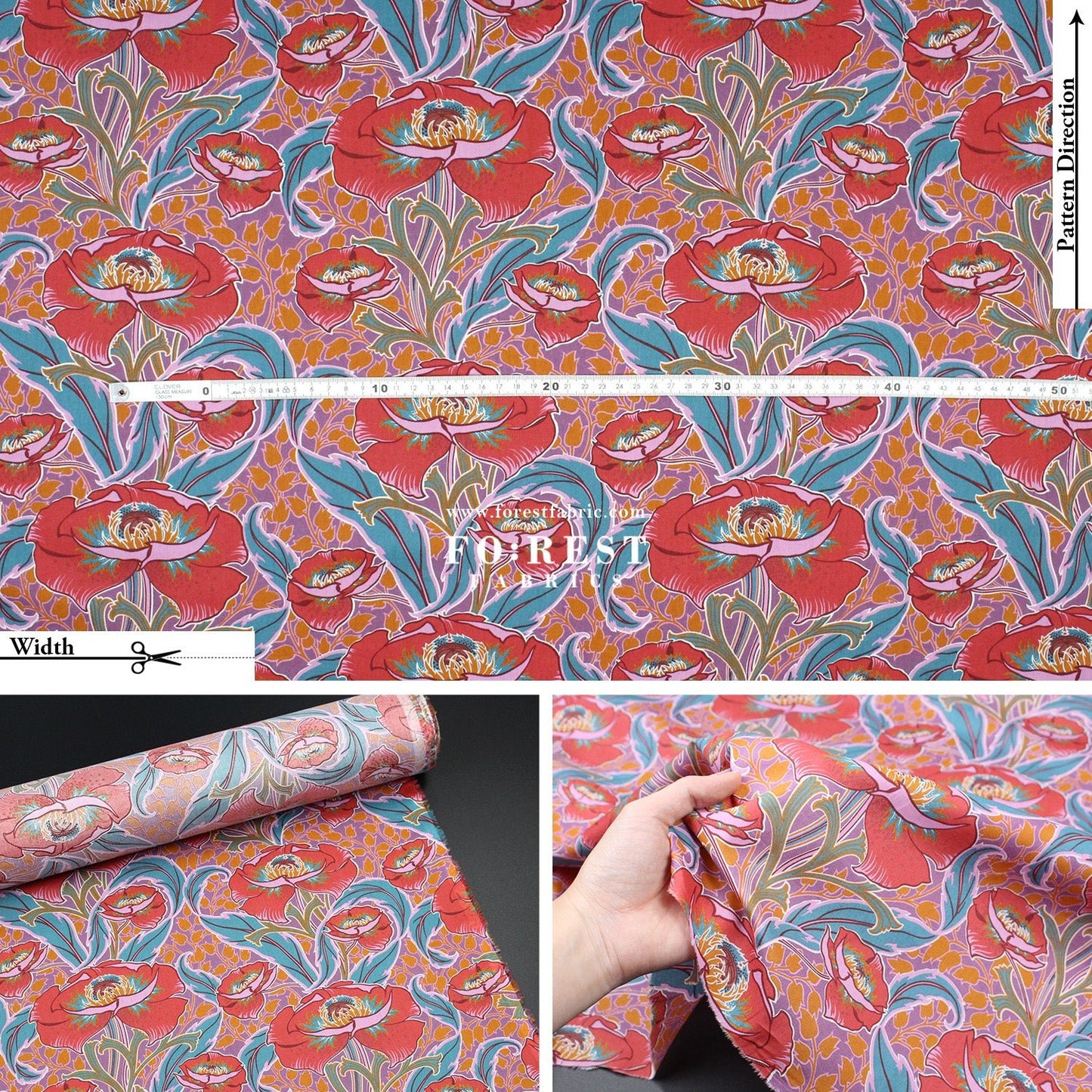 Liberty of London (Cotton Tana Lawn Fabric) - Rossetti's Garden - FO:REST Fabric 布恩堂Liberty fabrictana lawnjapanese fabricykk zipper