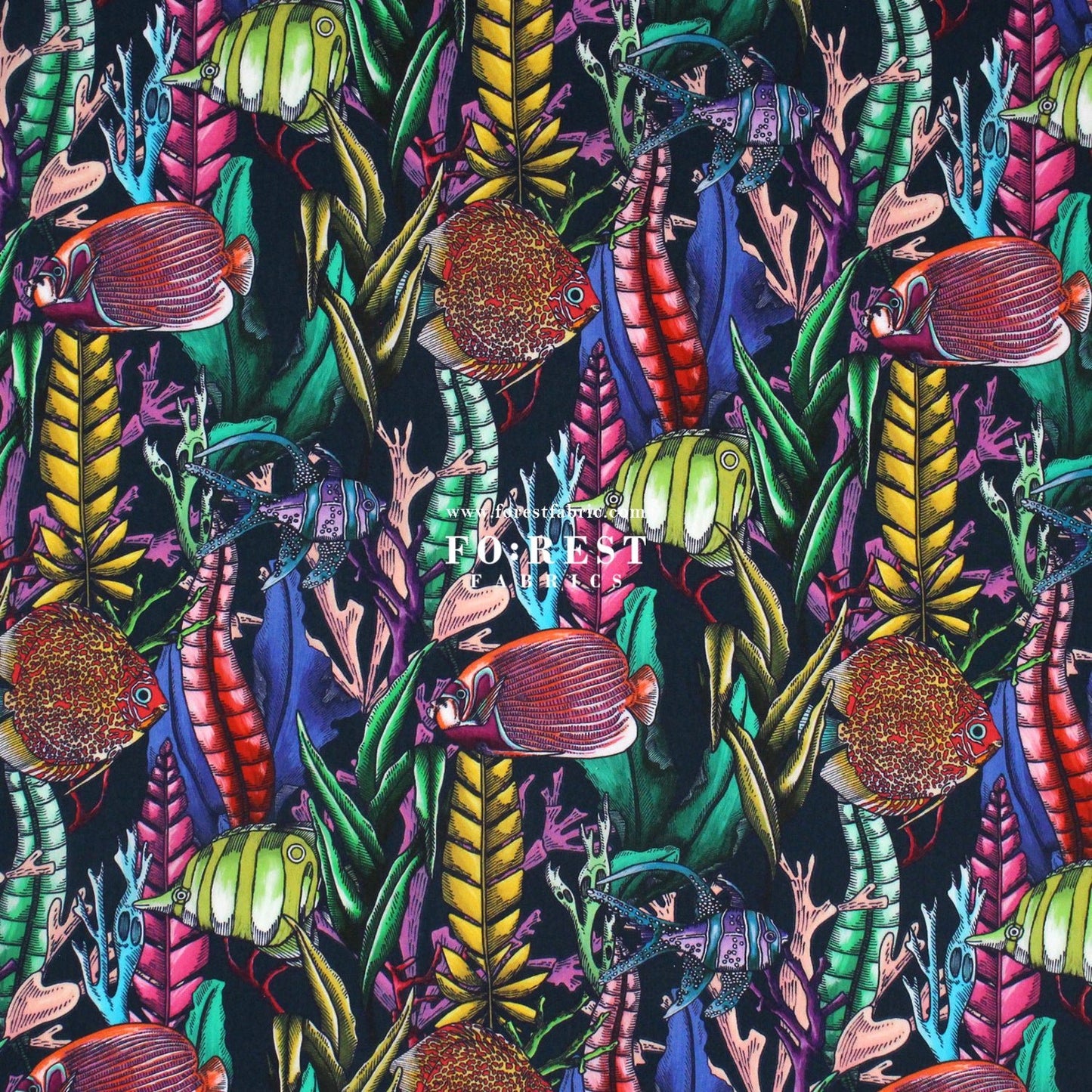 Liberty of London (Cotton Tana Lawn Fabric) - The Aquatic Garden A - FO:REST Fabric 布恩堂Liberty fabrictana lawnjapanese fabricykk zipper