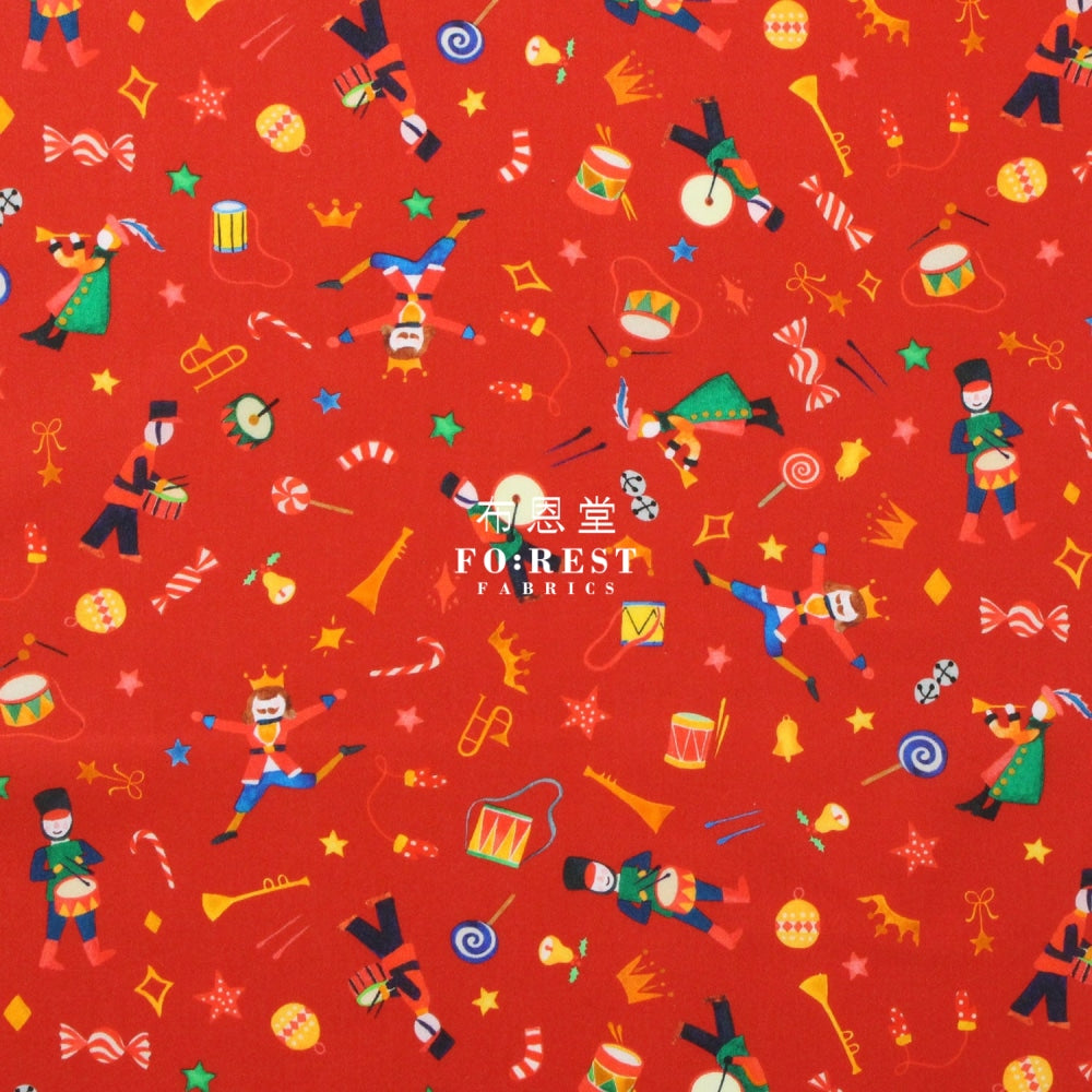 Liberty Of London (Cotton Tana Lawn Fabric) - Tumbling Toys Red Cotton