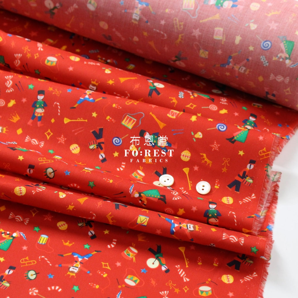 Liberty Of London (Cotton Tana Lawn Fabric) - Tumbling Toys Red Cotton