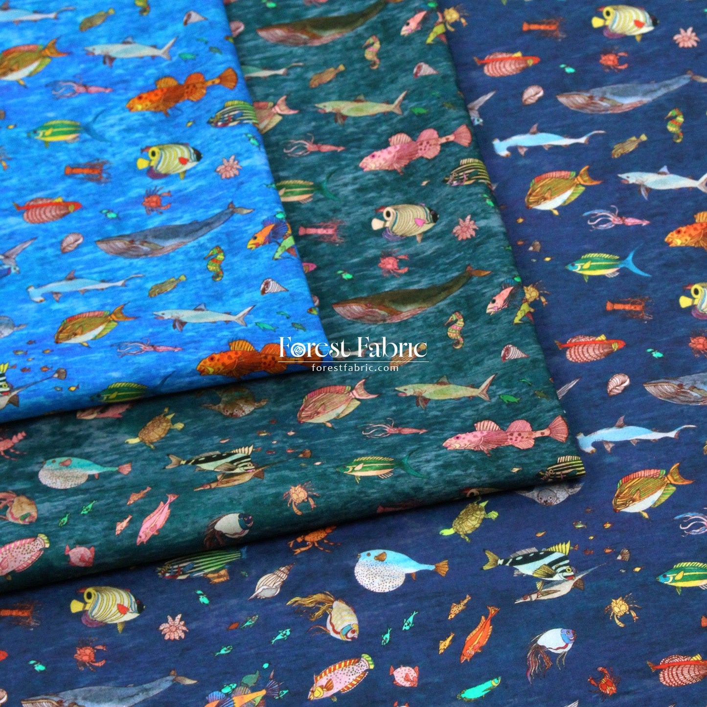 Liberty of London (Organic Tana Lawn Cotton Fabric) - Brian’s Aquarium - FO:REST Fabric 布恩堂Liberty fabrictana lawnjapanese fabricykk zipper