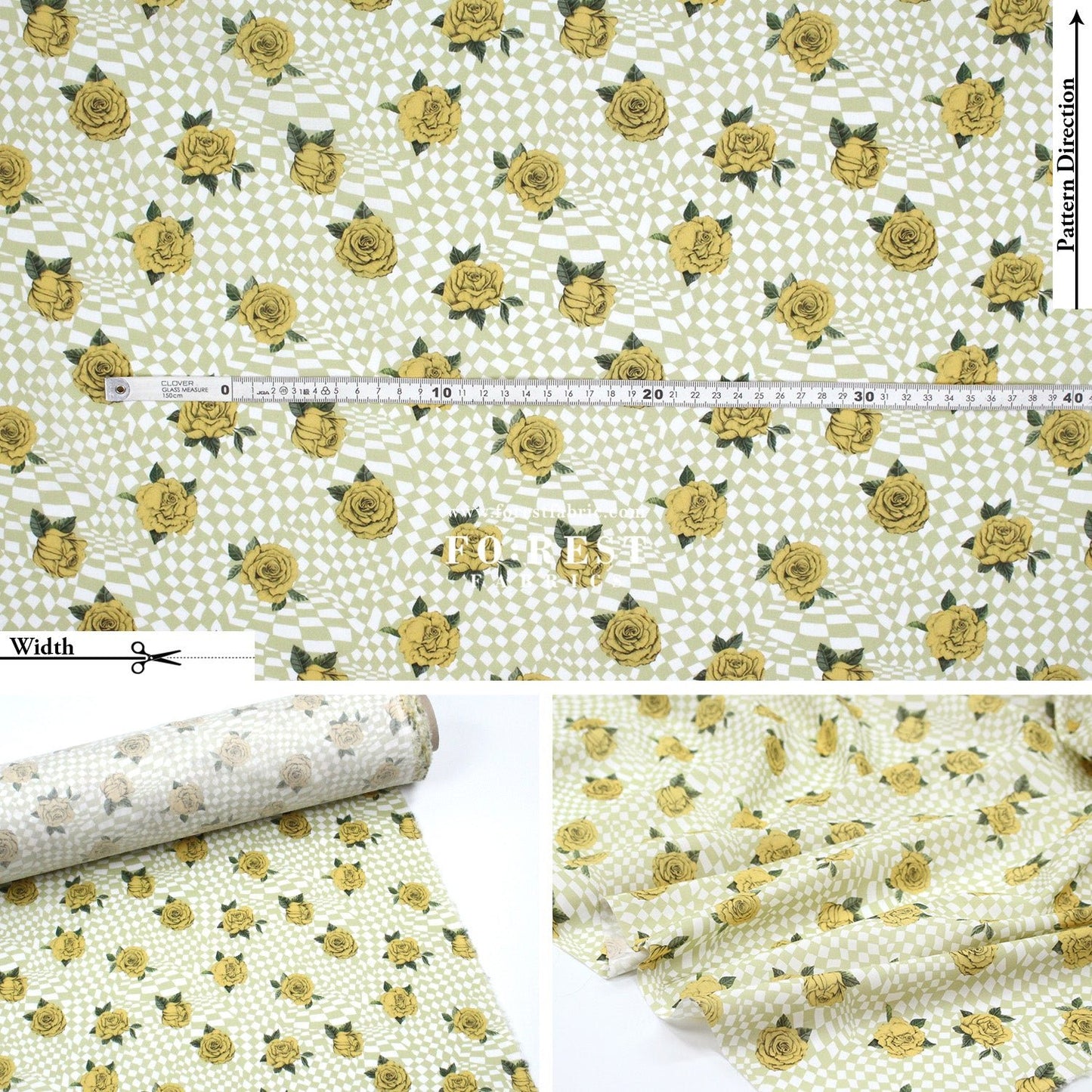 Liberty of London (Tana Lawn® Cotton Fabric) - Chequered Rose - FO:REST Fabric 布恩堂Liberty fabrictana lawnjapanese fabricykk zipper