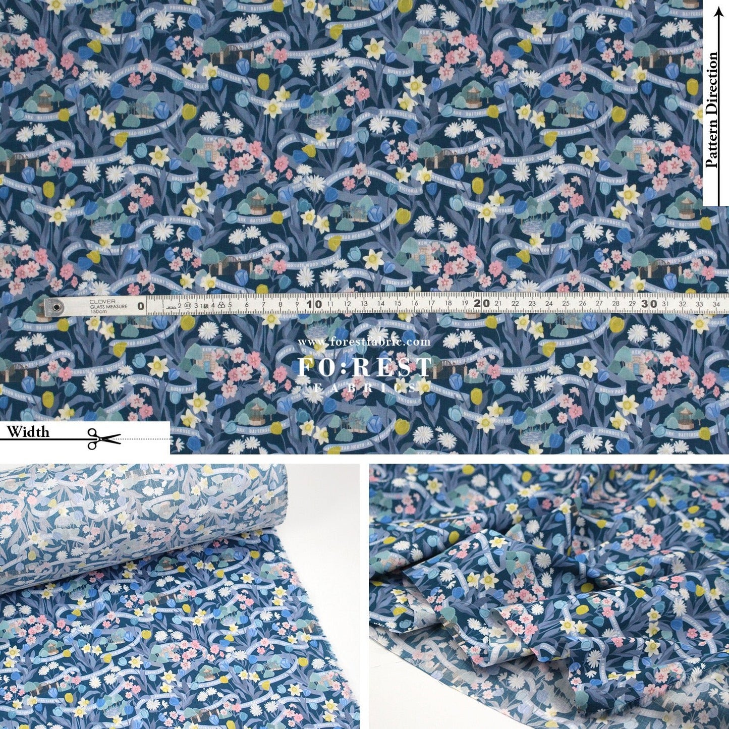 Liberty of London (Tana Lawn™ Cotton Fabric) - Park Posy - FO:REST Fabric 布恩堂Liberty fabrictana lawnjapanese fabricykk zipper