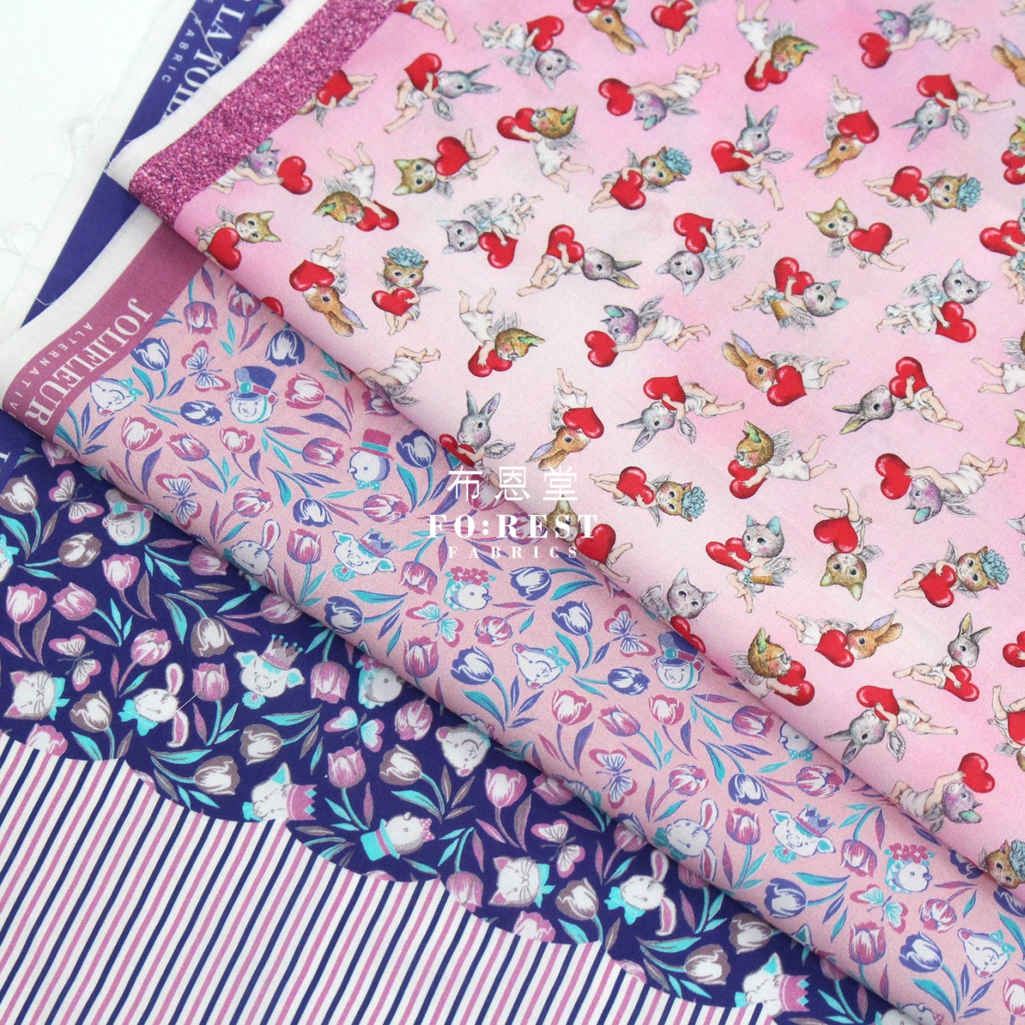 My Little Tailor - Lawn Cats Heart Fabric