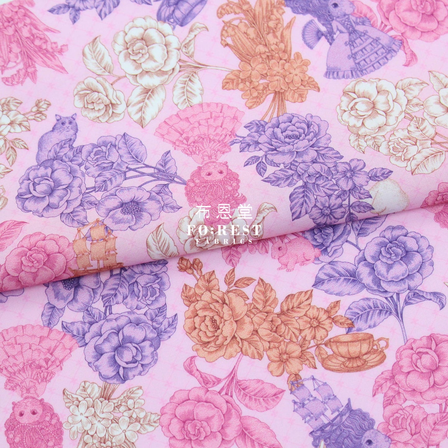 My Little Tailor - Lawn Cats Serenade Of Love Pink Fabric