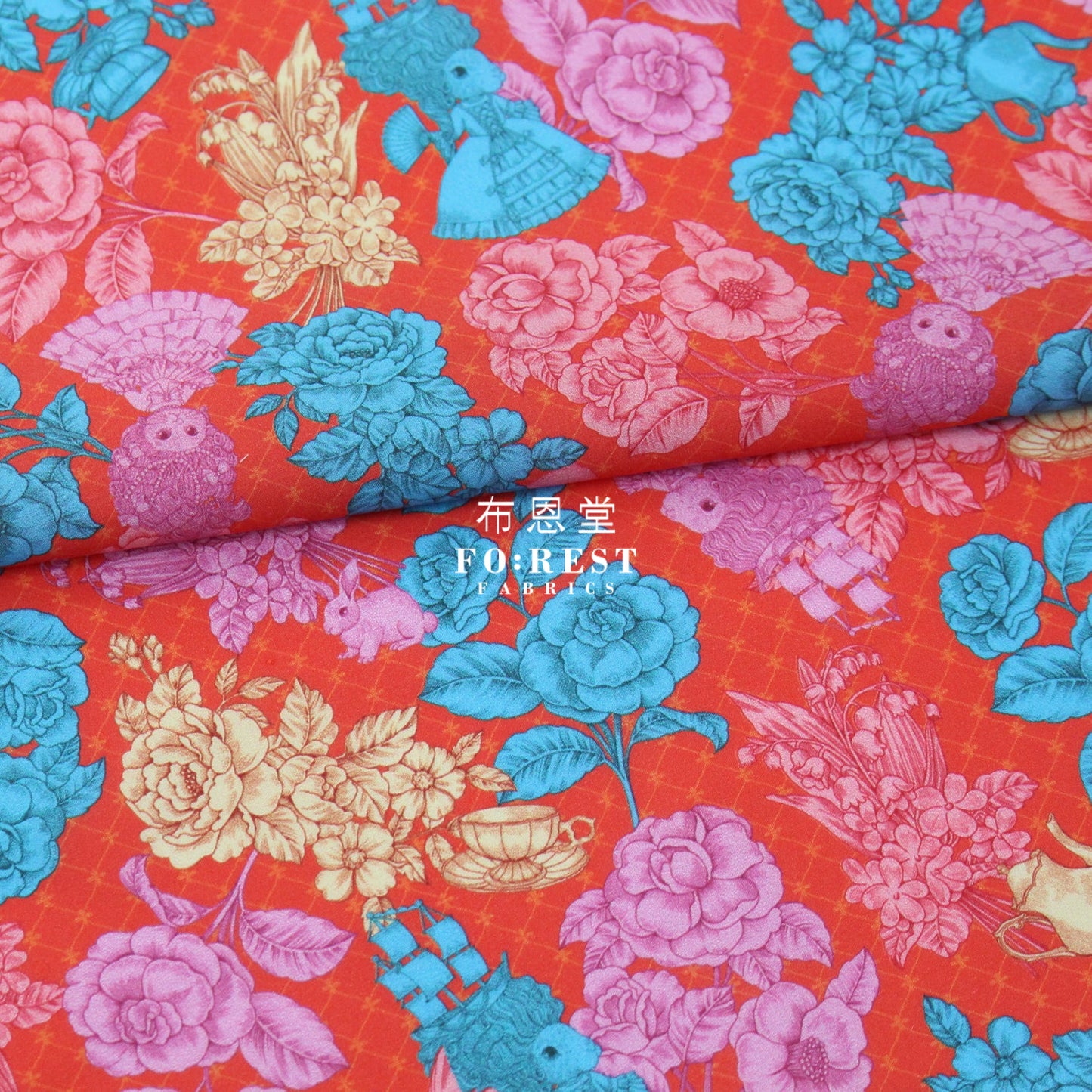 My Little Tailor - Lawn Cats Serenade Of Love Red Fabric